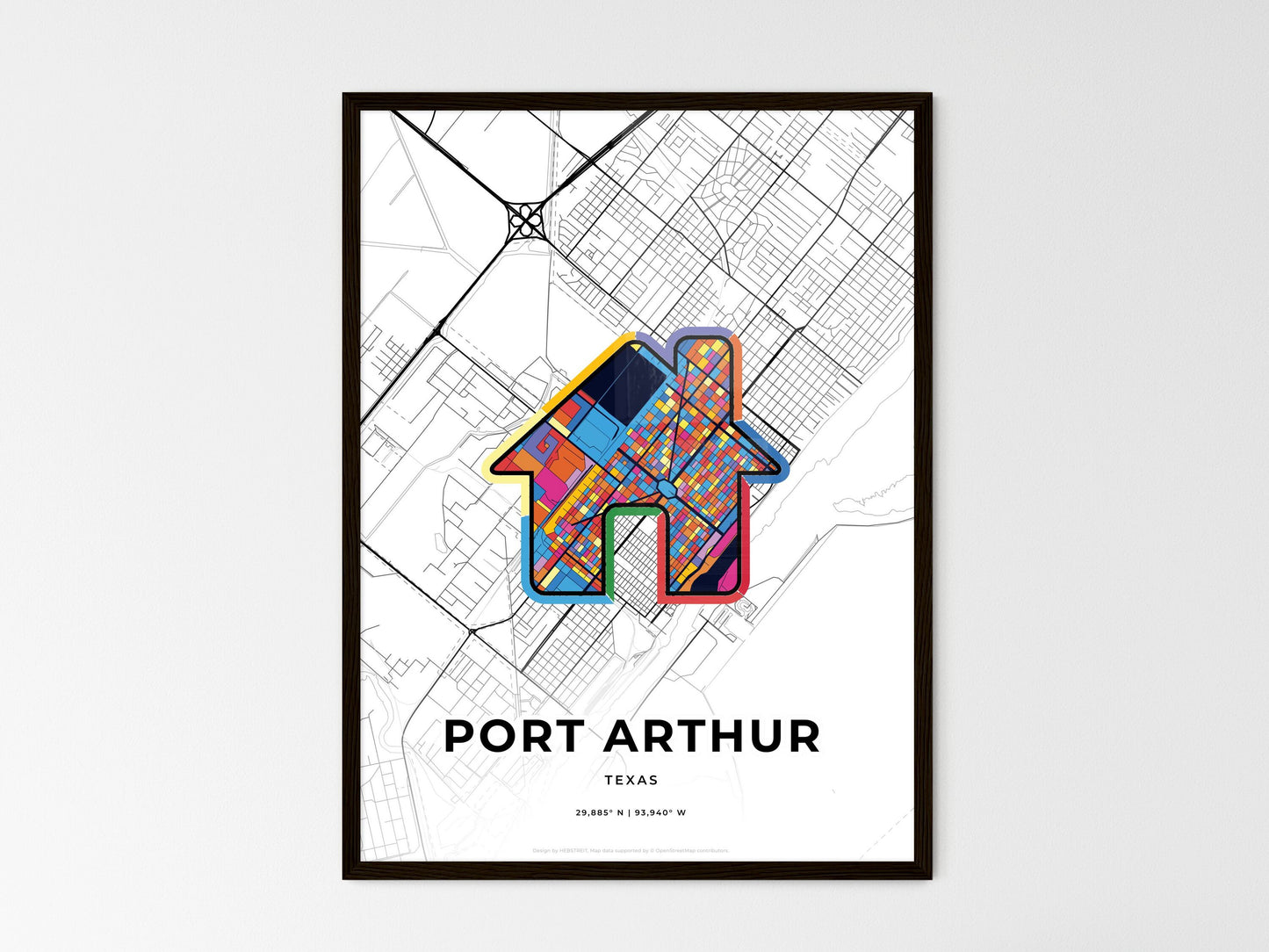 Port Arthur Texas wedding art map with home icon