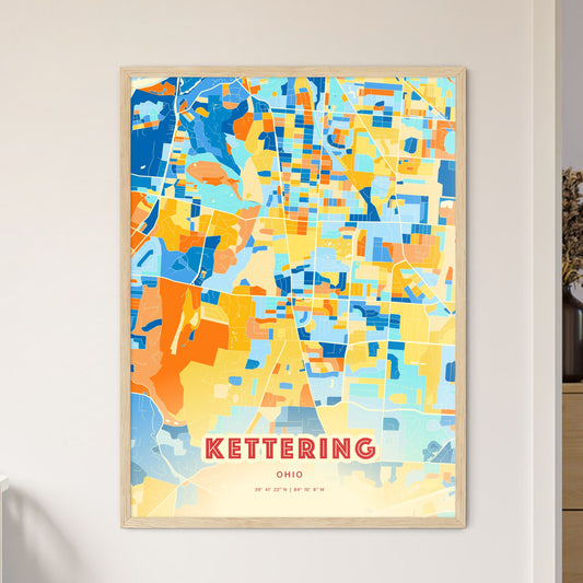 Colorful KETTERING OHIO Fine Art Map Blue Orange