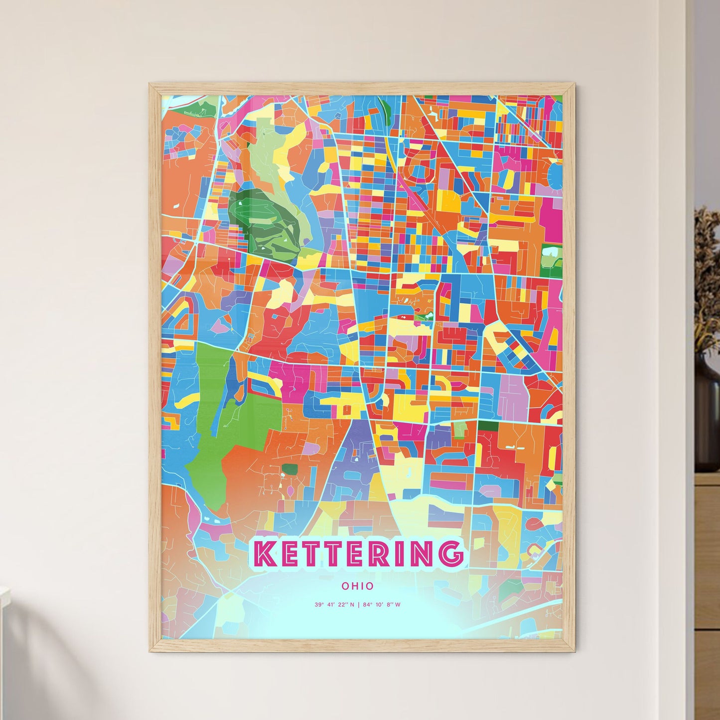 Colorful KETTERING OHIO Fine Art Map Crazy Colors