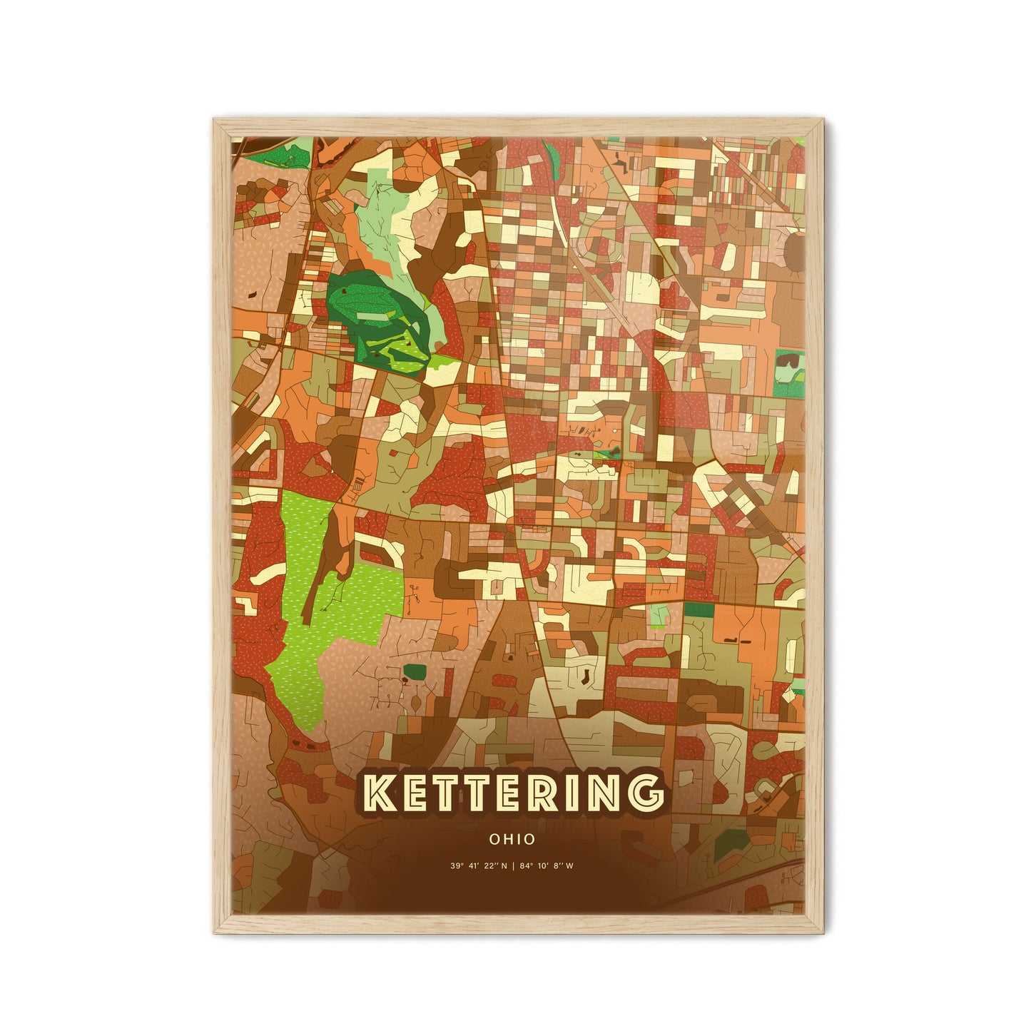 Colorful KETTERING OHIO Fine Art Map Farmhouse