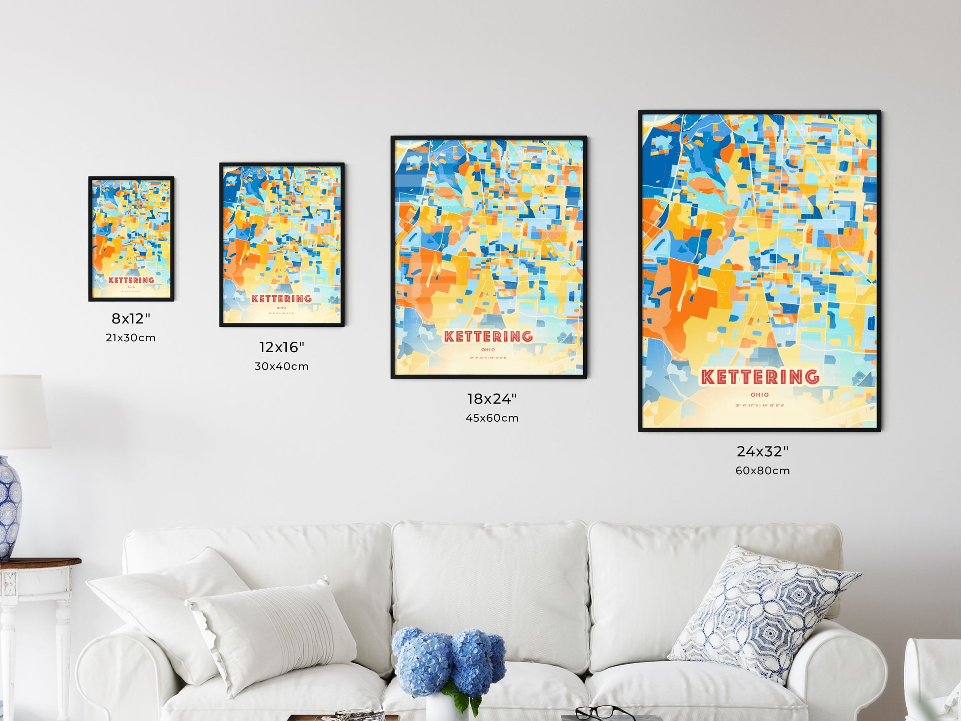 Colorful KETTERING OHIO Fine Art Map Blue Orange