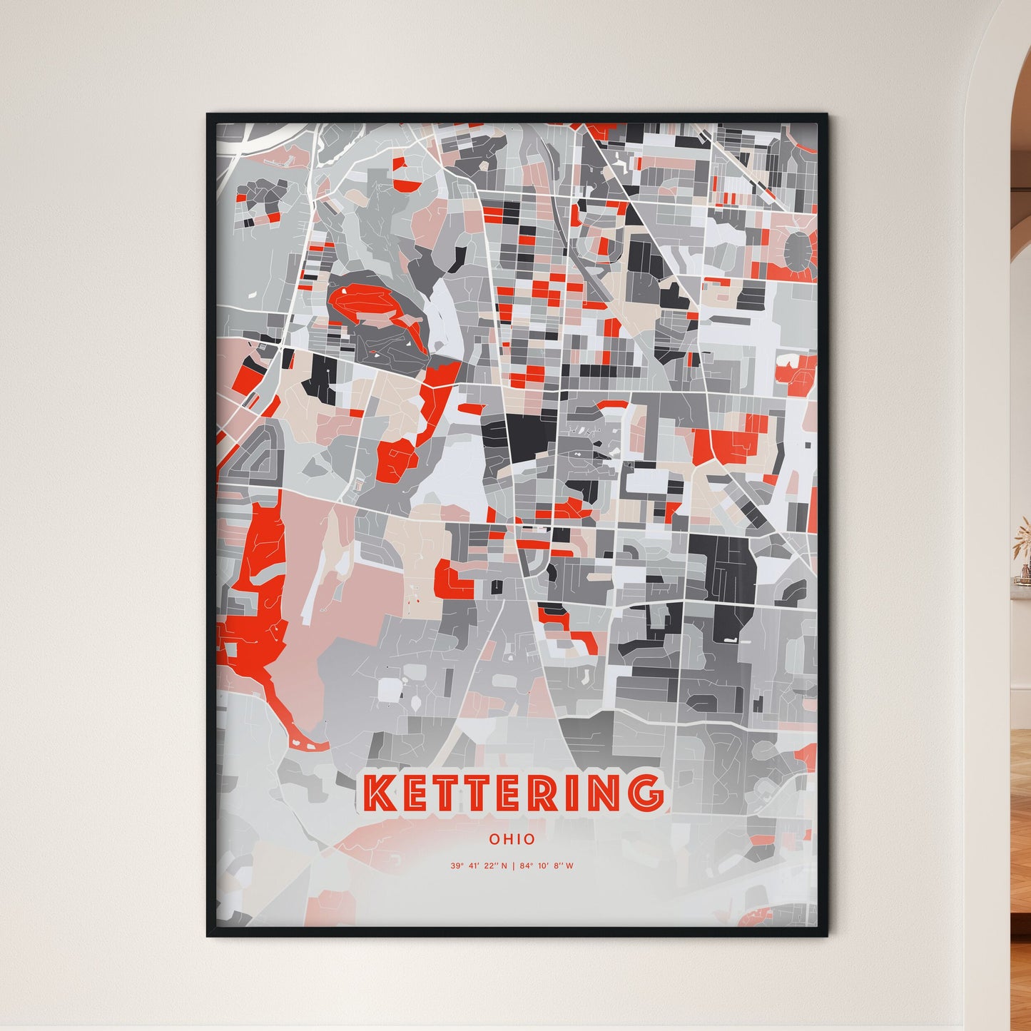 Colorful KETTERING OHIO Fine Art Map Modern