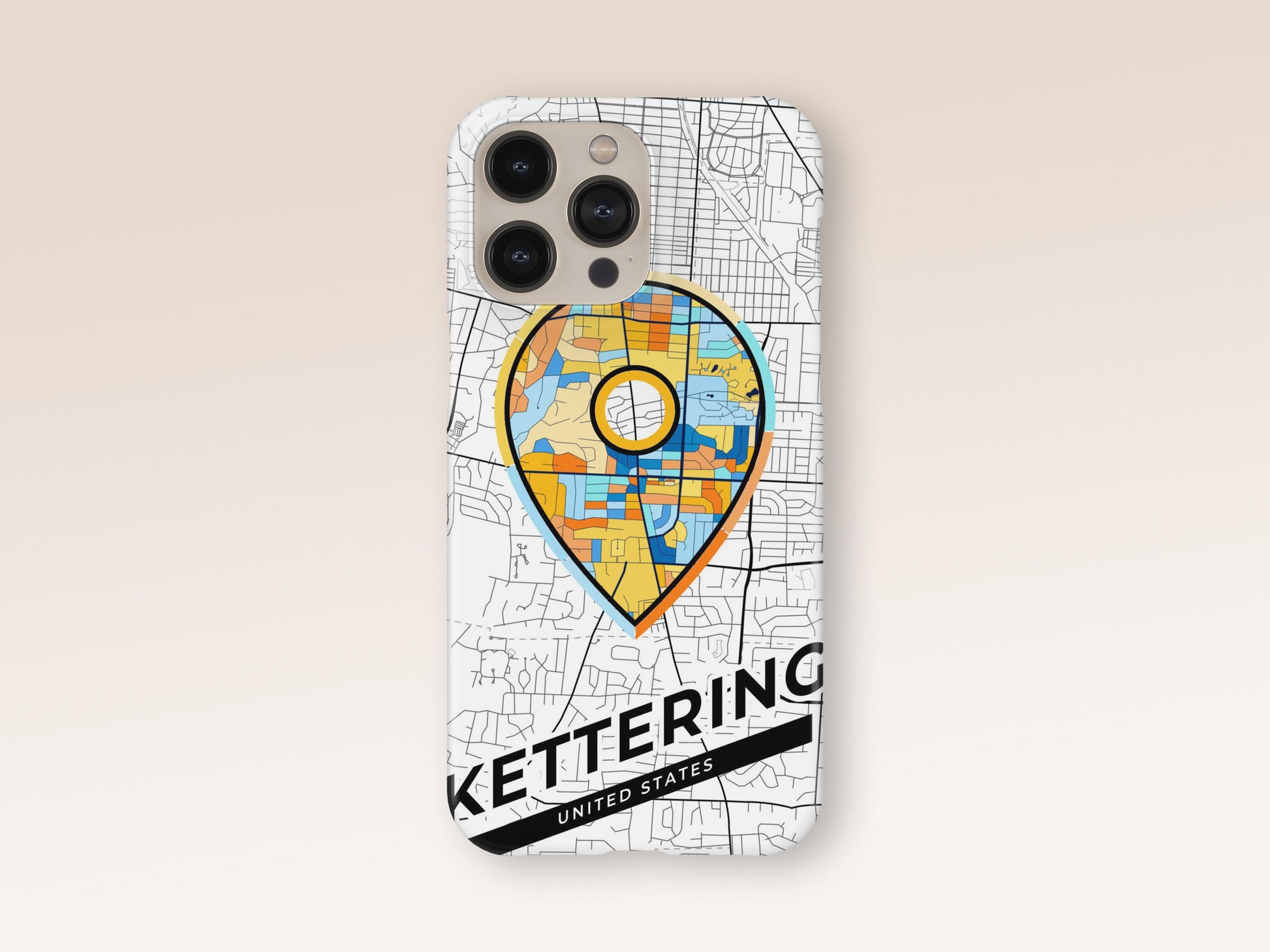 Kettering Ohio slim phone case with colorful icon. Birthday, wedding or housewarming gift. Couple match cases. 1