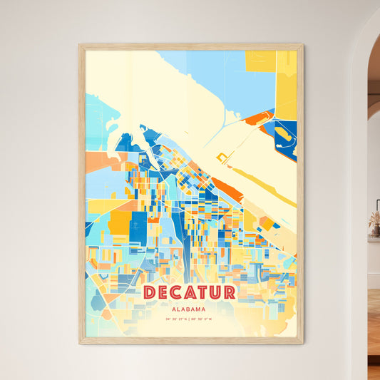 Colorful DECATUR ALABAMA Fine Art Map Blue Orange