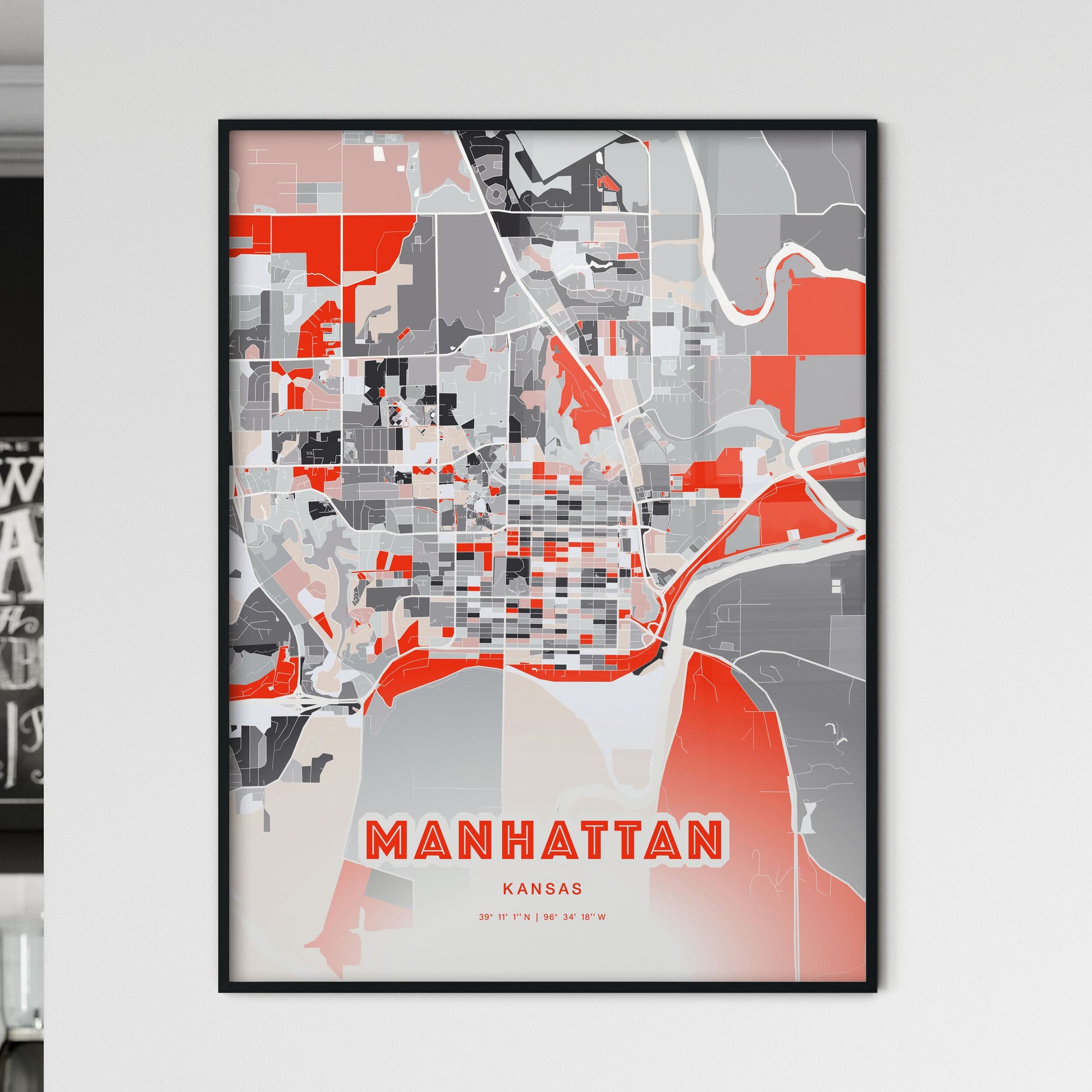 Colorful MANHATTAN KANSAS Fine Art Map Modern