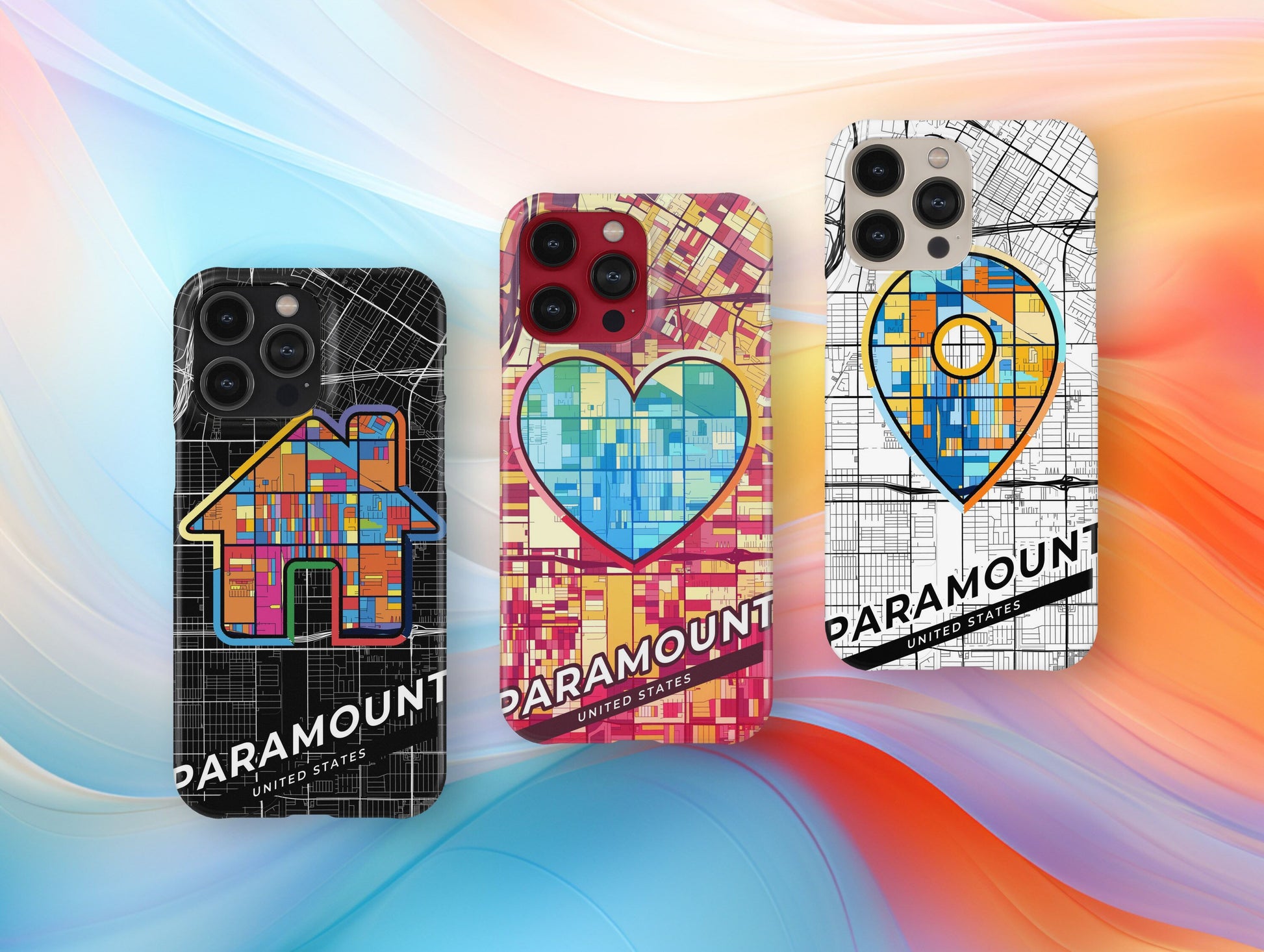 Paramount California slim phone case with colorful icon
