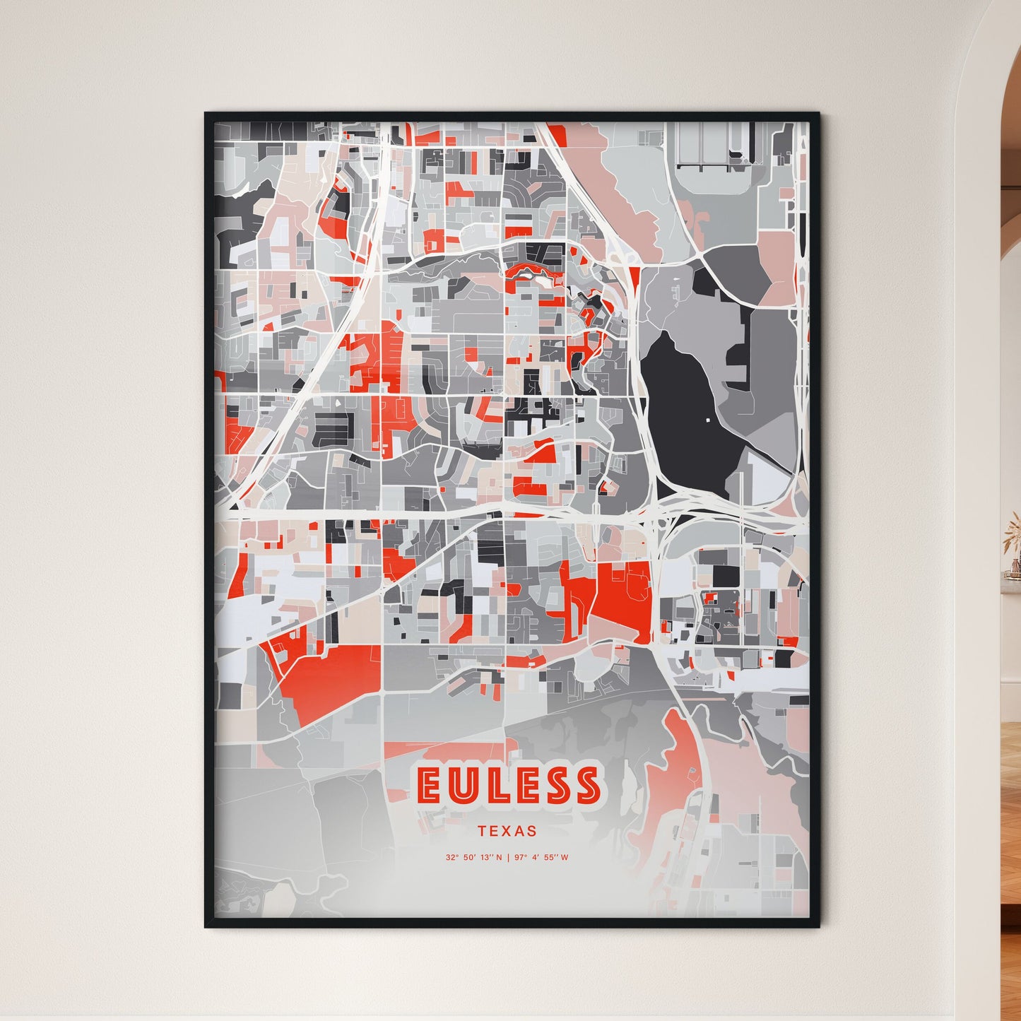 Colorful EULESS TEXAS Fine Art Map Modern