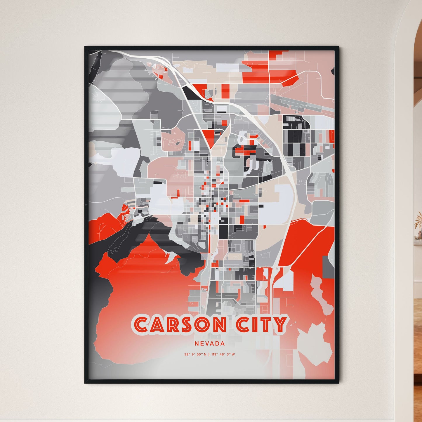 Colorful CARSON CITY NEVADA Fine Art Map Modern