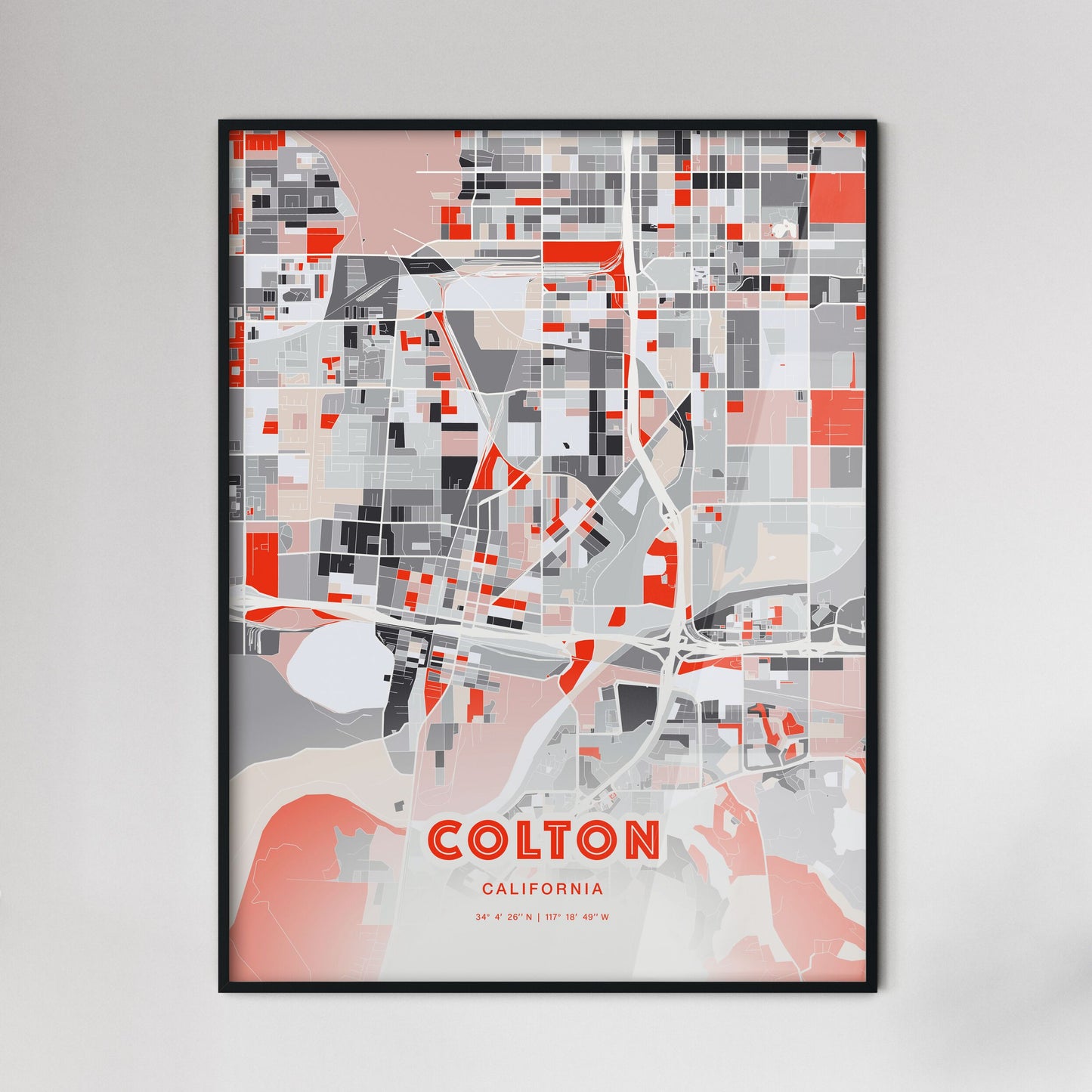 Colorful COLTON CALIFORNIA Fine Art Map Modern