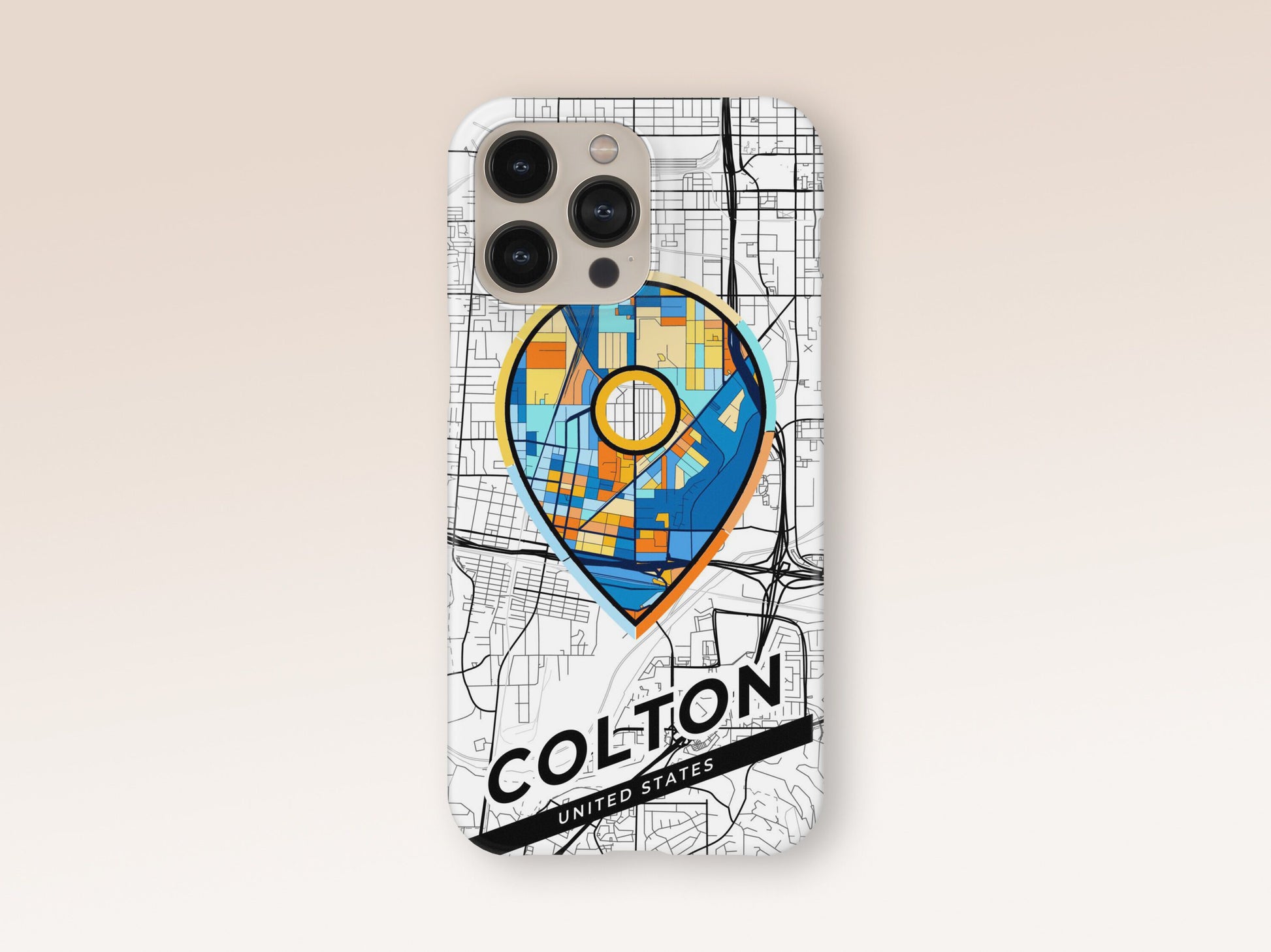 Colton California slim phone case with colorful icon. Birthday, wedding or housewarming gift. Couple match cases. 1