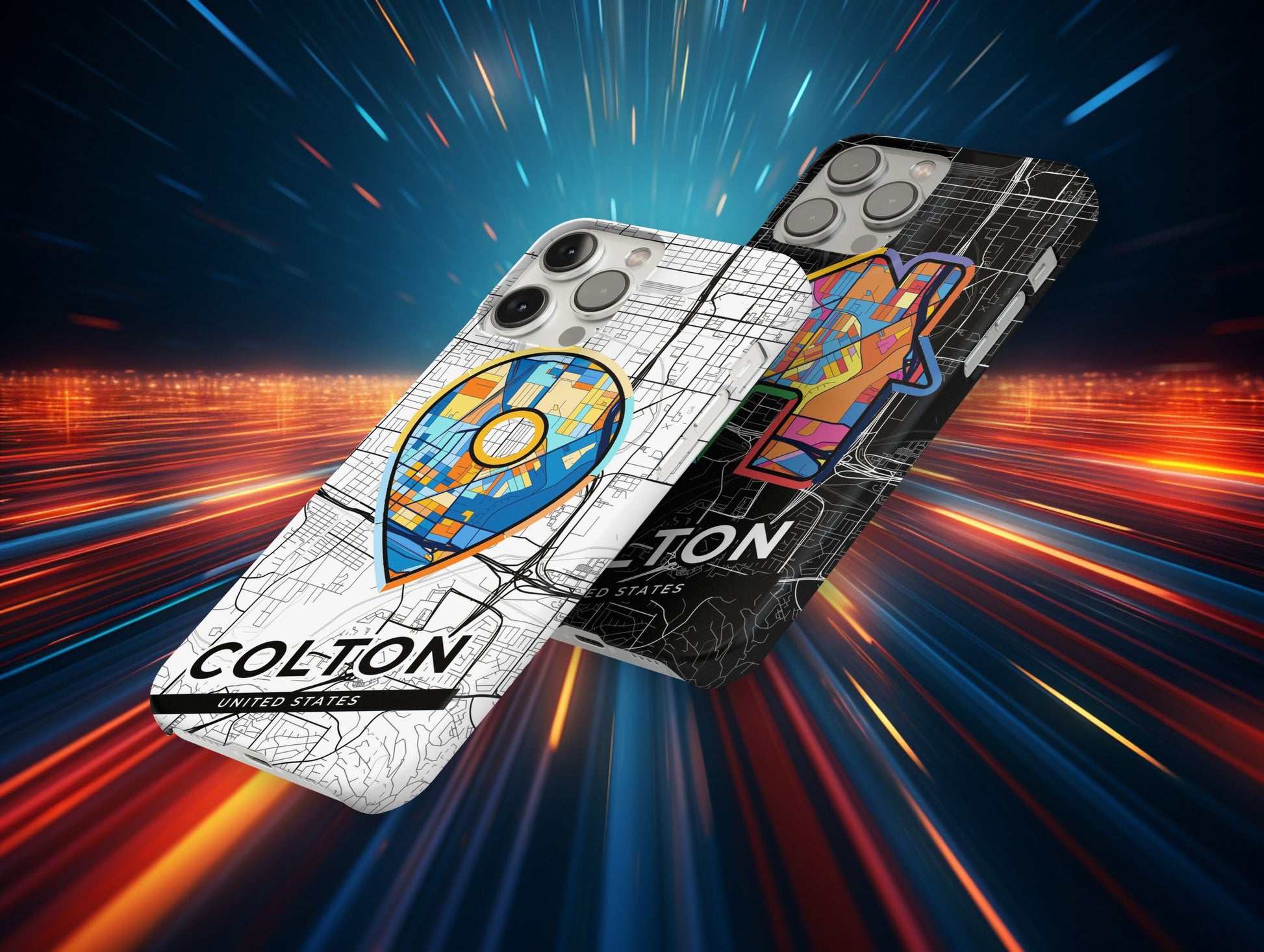 Colton California slim phone case with colorful icon. Birthday, wedding or housewarming gift. Couple match cases.