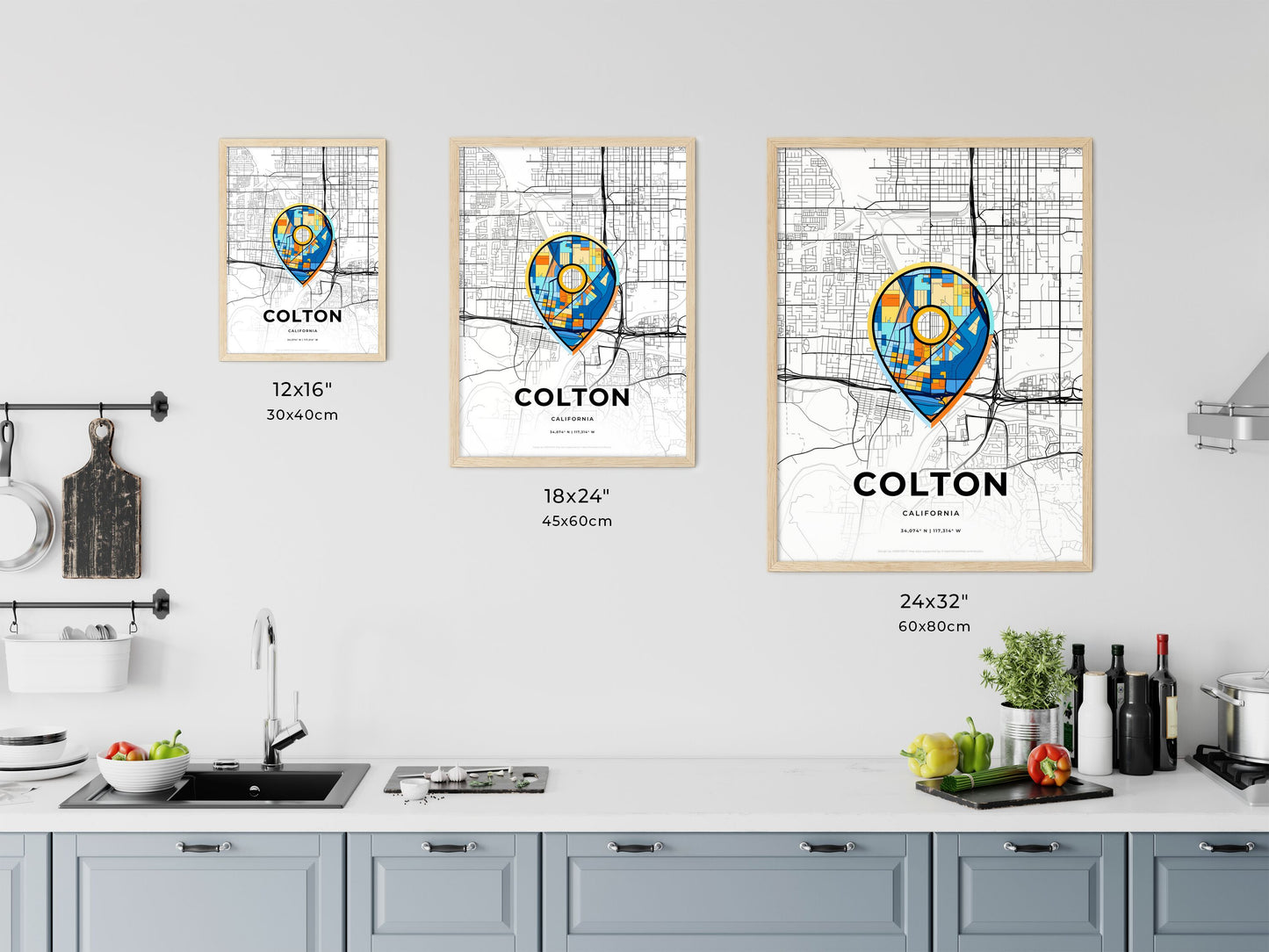 Colton California art map size chart