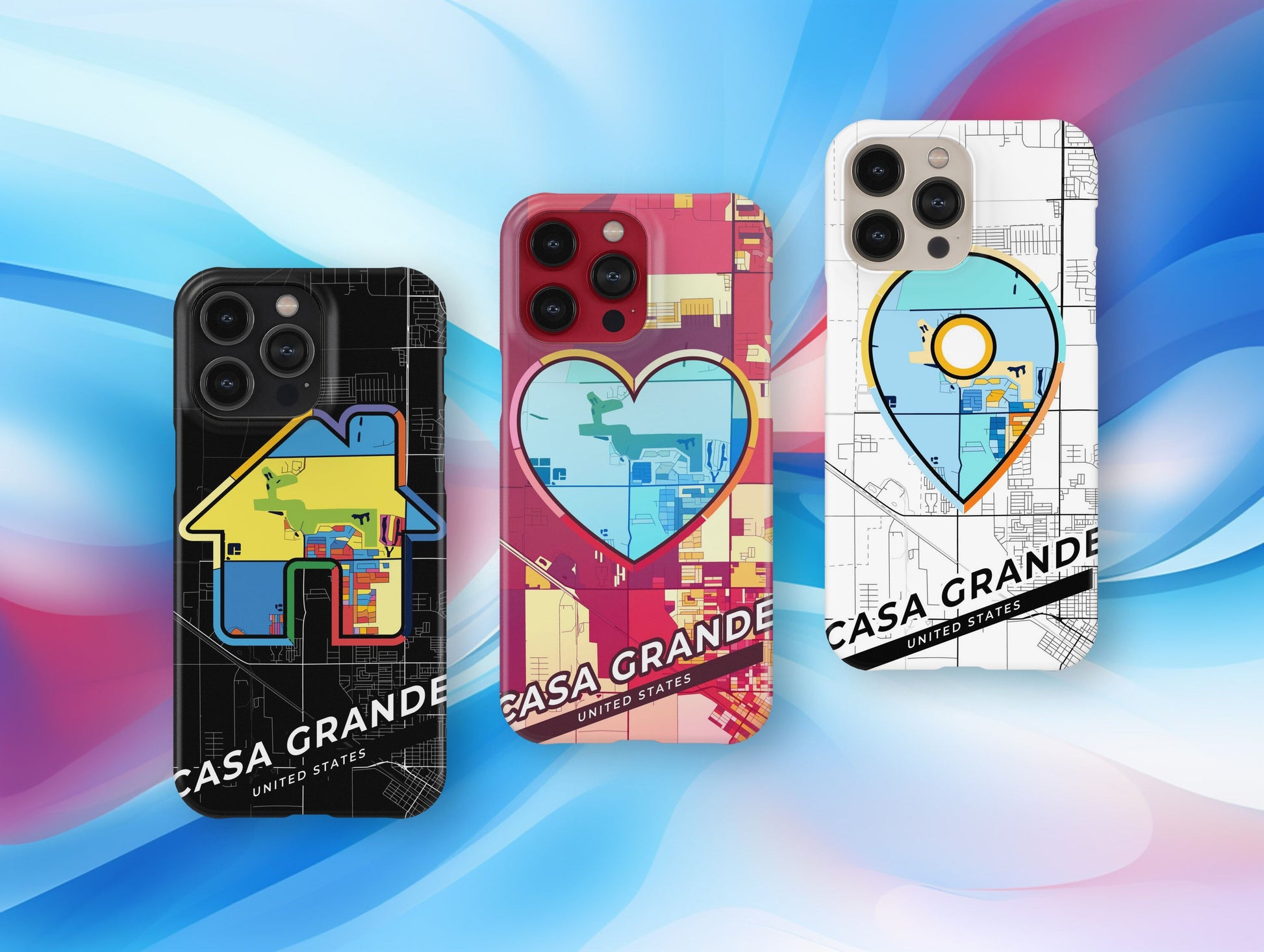 Casa Grande Arizona slim phone case with colorful icon. Birthday, wedding or housewarming gift. Couple match cases.