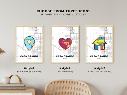 Casa Grande Arizona maps with colorful icons