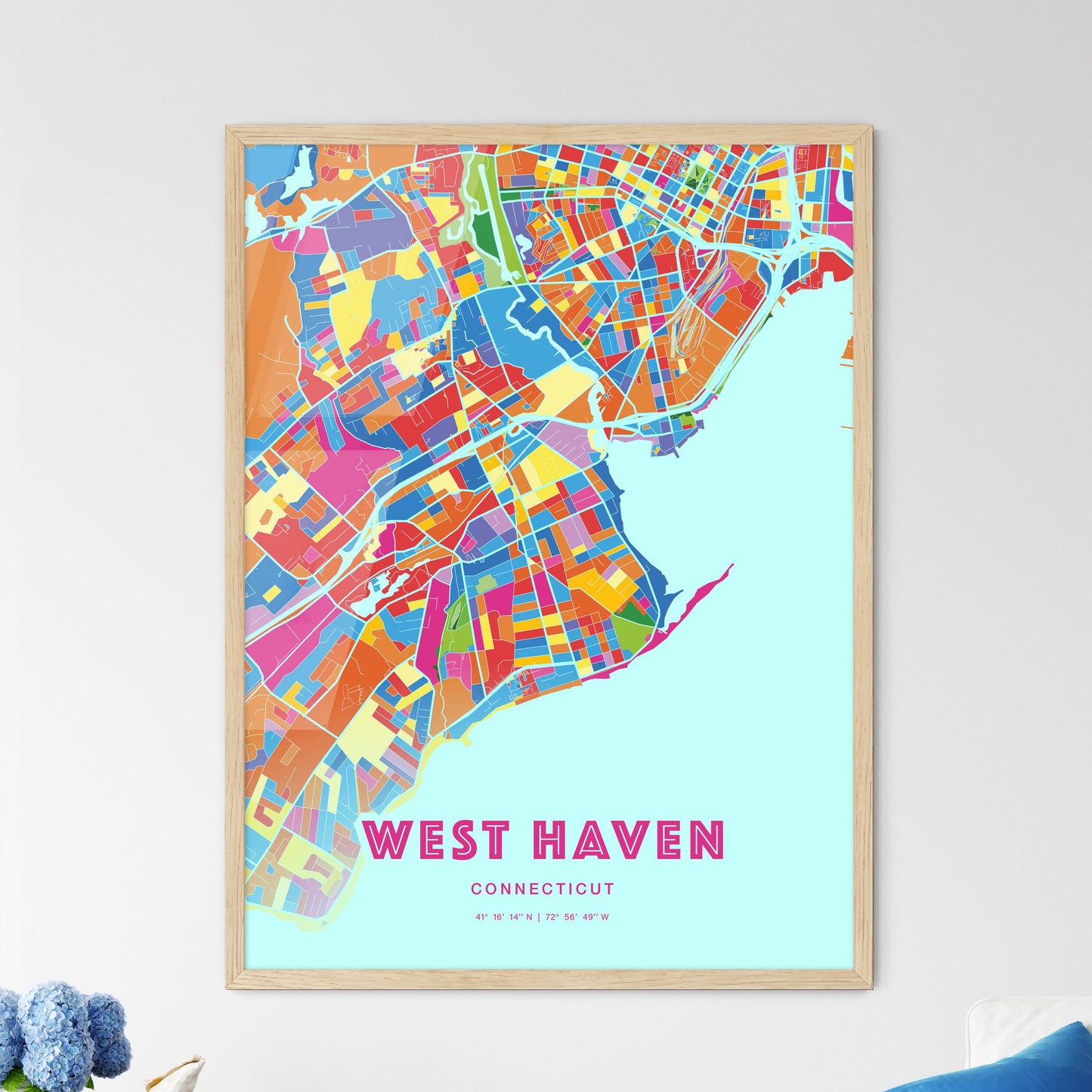 Colorful WEST HAVEN CONNECTICUT Fine Art Map Crazy Colors