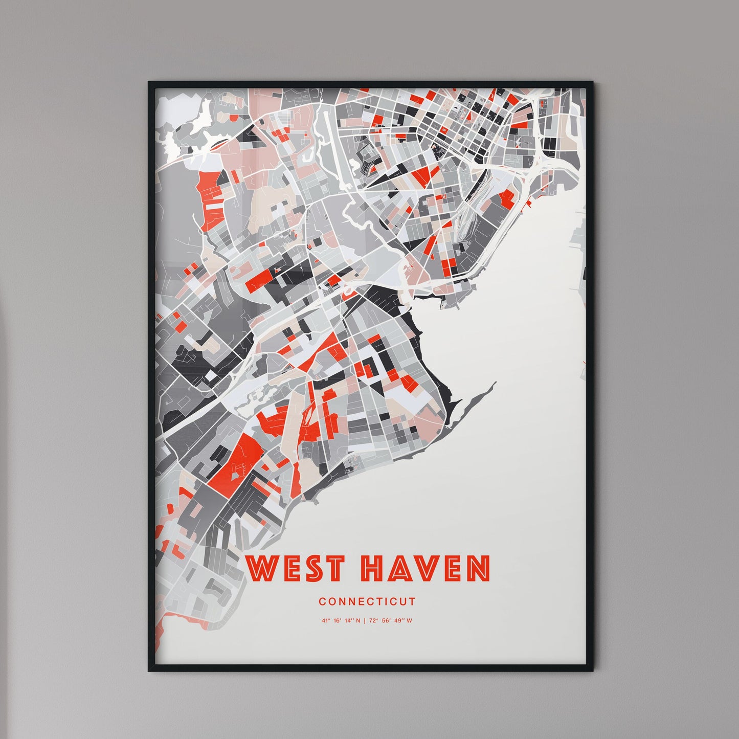 Colorful WEST HAVEN CONNECTICUT Fine Art Map Modern