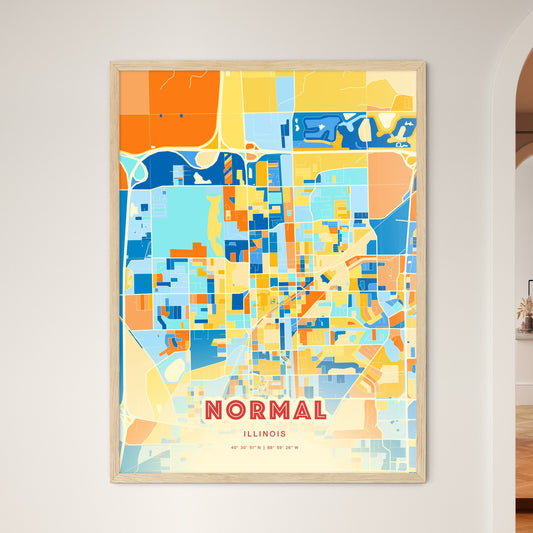 Colorful NORMAL ILLINOIS Fine Art Map Blue Orange