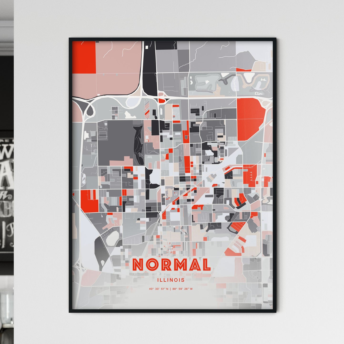 Colorful NORMAL ILLINOIS Fine Art Map Modern