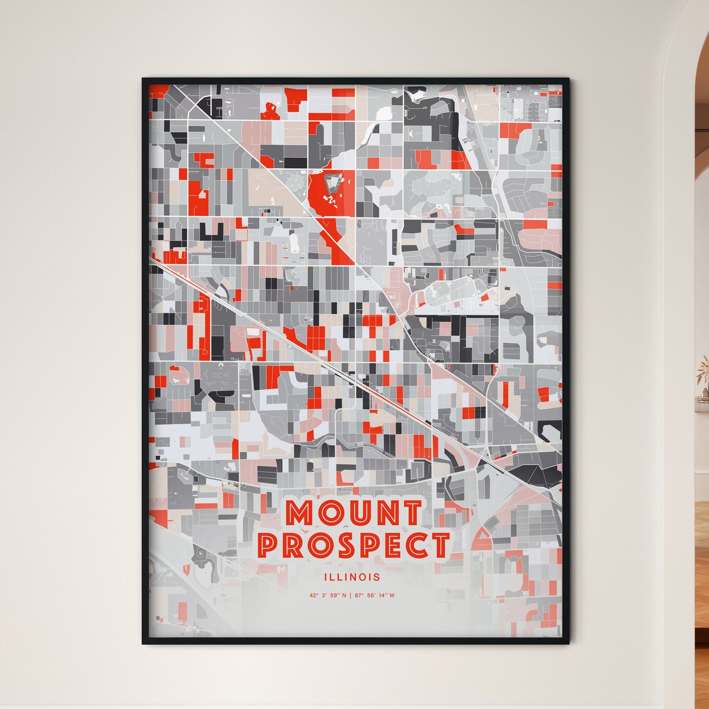 Colorful MOUNT PROSPECT ILLINOIS Fine Art Map Modern