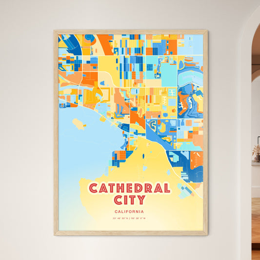 Colorful CATHEDRAL CITY CALIFORNIA Fine Art Map Blue Orange