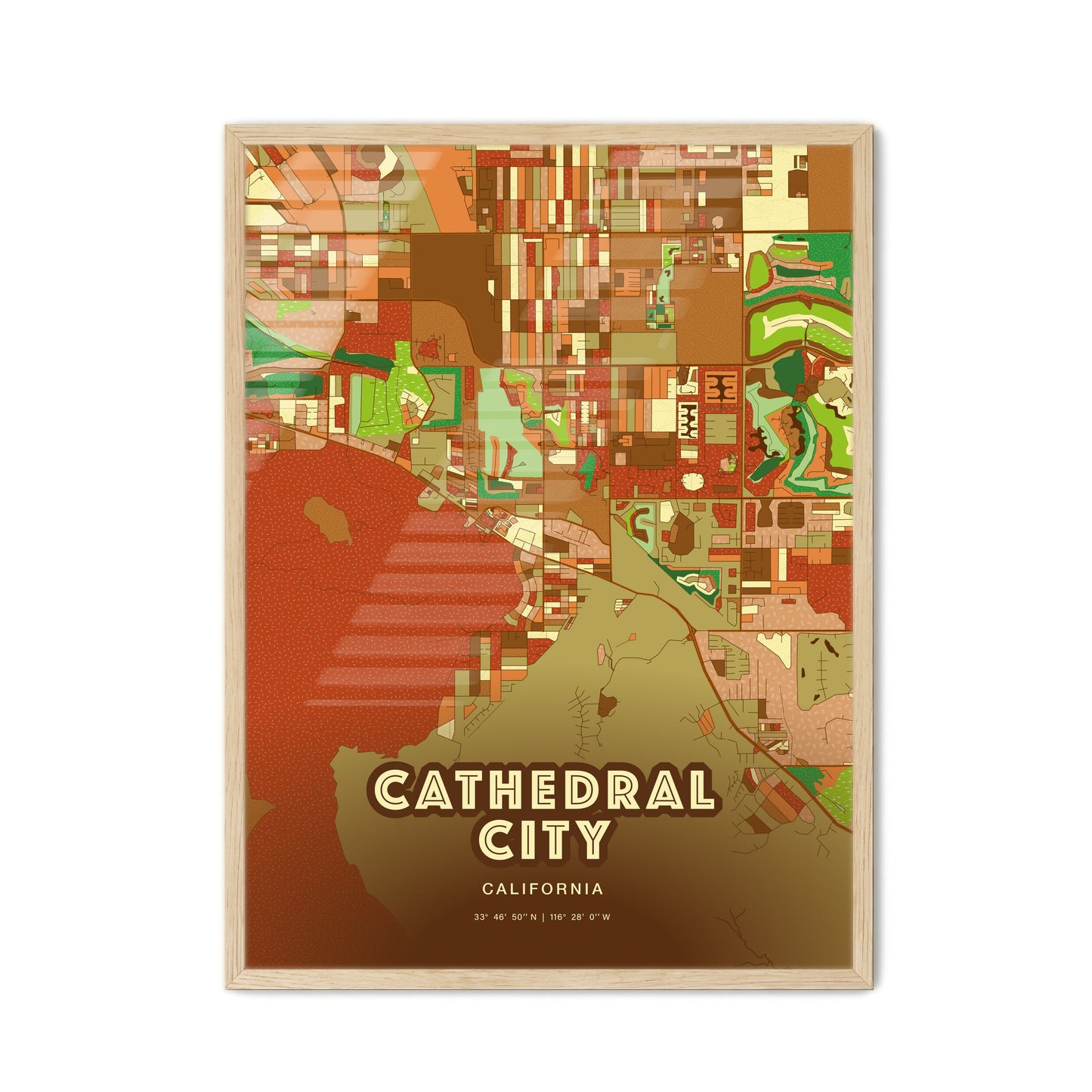 Colorful CATHEDRAL CITY CALIFORNIA Fine Art Map Farmhouse