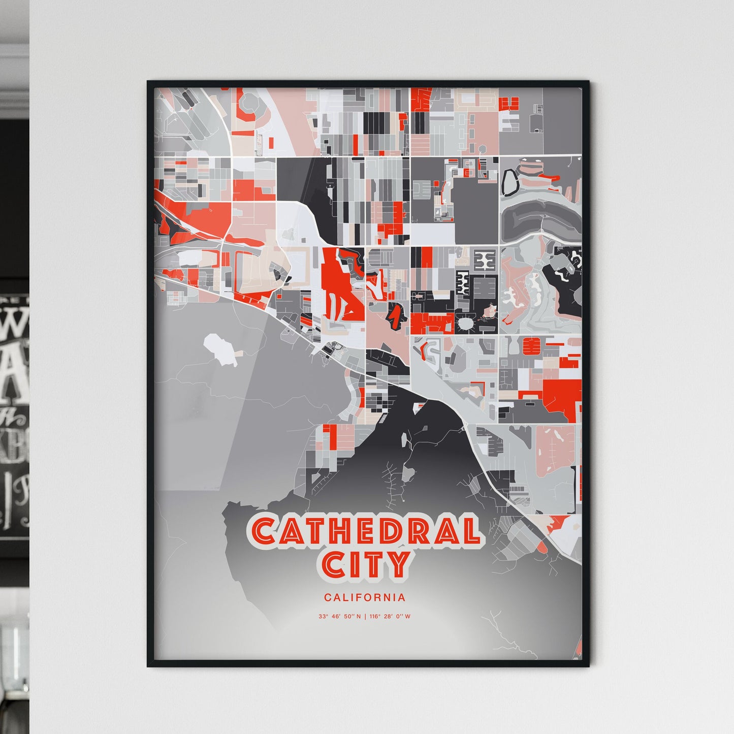 Colorful CATHEDRAL CITY CALIFORNIA Fine Art Map Modern