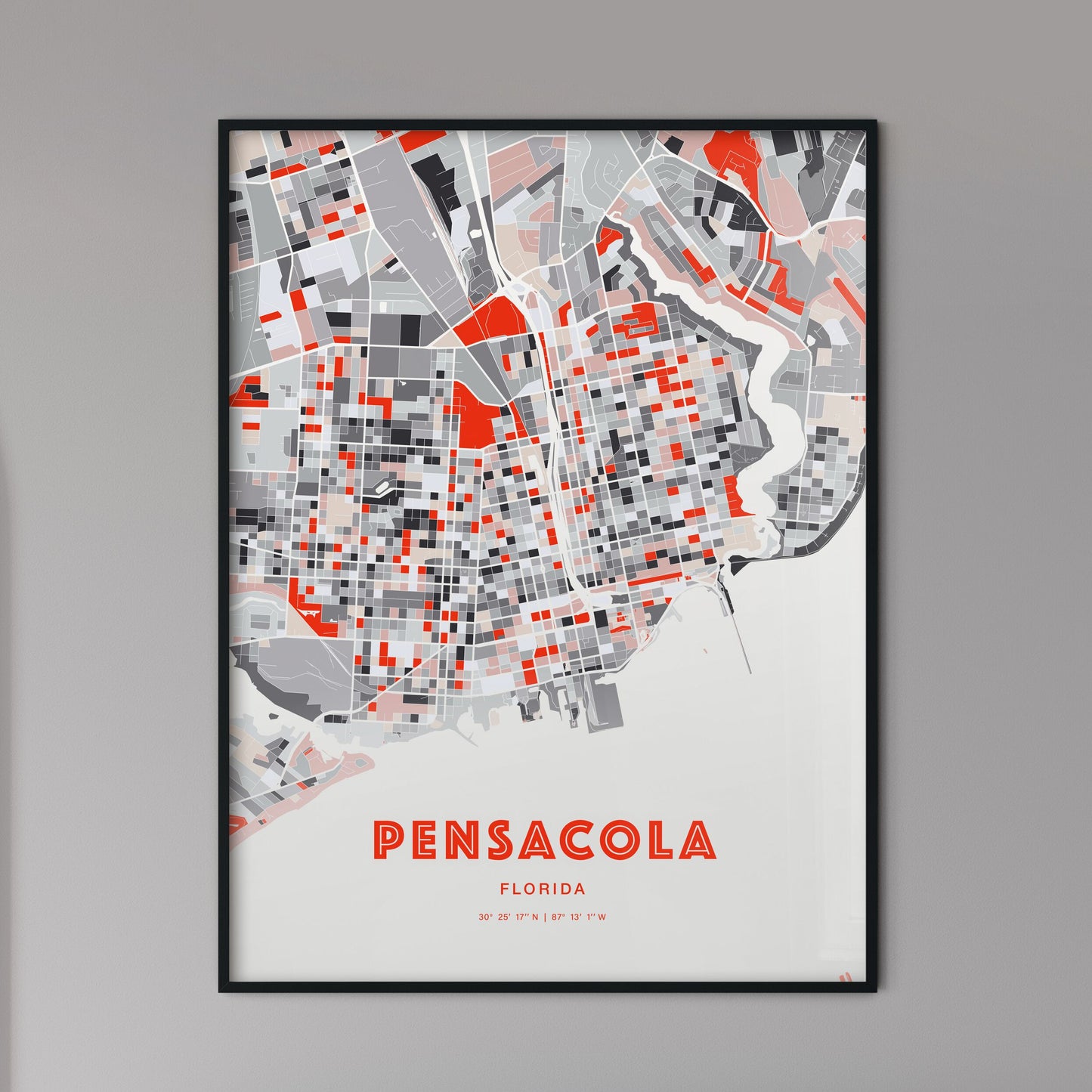 Colorful PENSACOLA FLORIDA Fine Art Map Modern