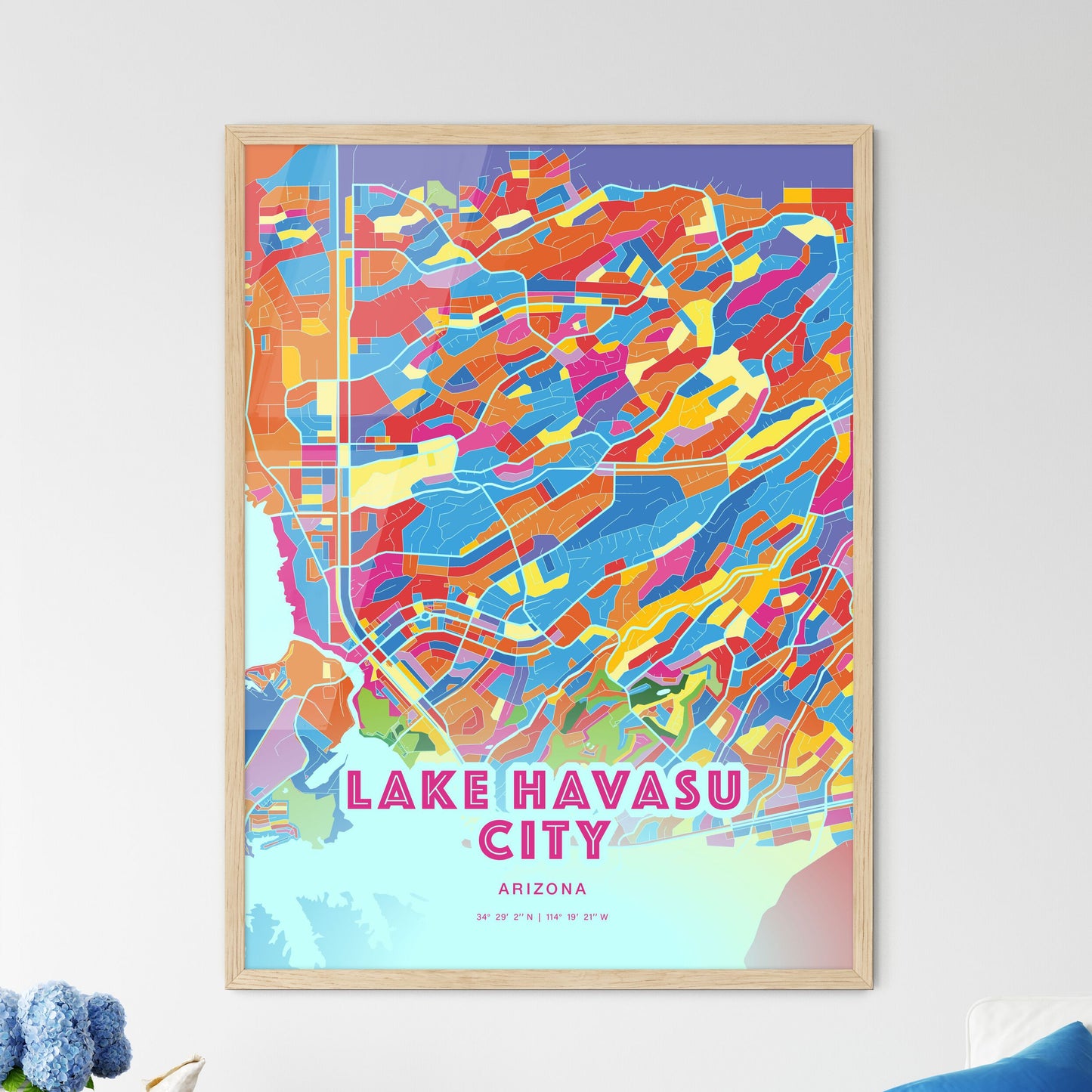 Colorful LAKE HAVASU CITY ARIZONA Fine Art Map Crazy Colors