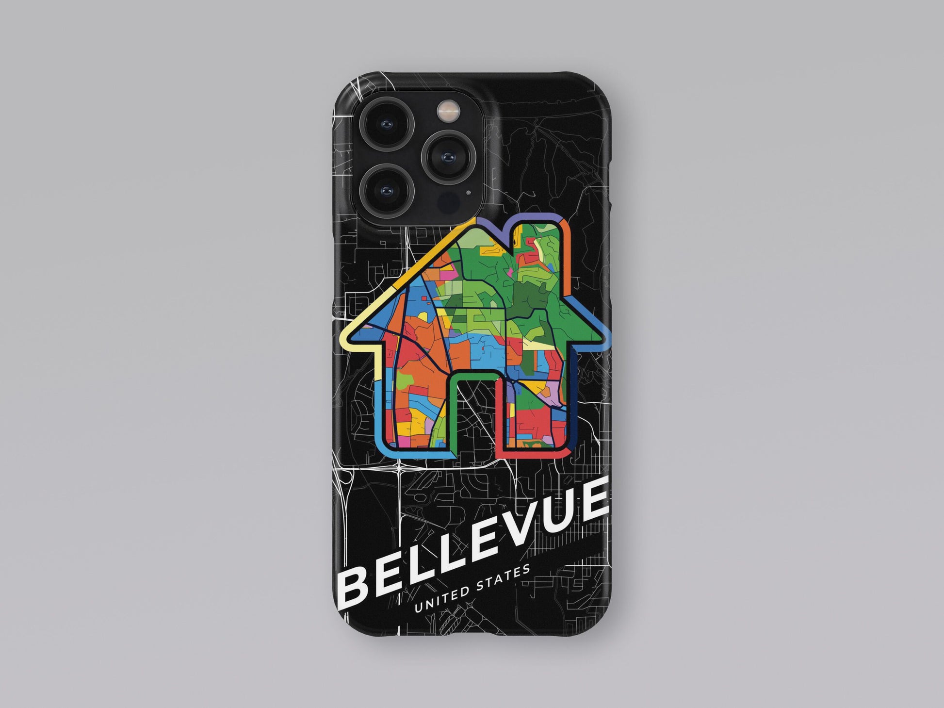 Bellevue Nebraska slim phone case with colorful icon. Birthday, wedding or housewarming gift. Couple match cases. 3