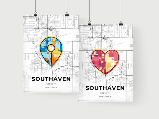 SOUTHAVEN MISSISSIPPI minimal art map with a colorful icon.