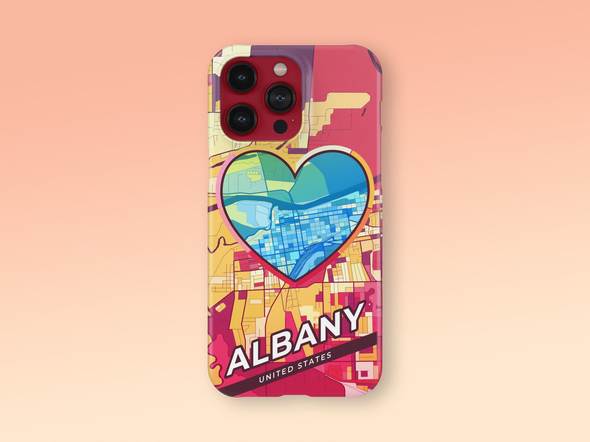 Albany Oregon slim phone case with colorful icon. Birthday, wedding or housewarming gift. Couple match cases. 2