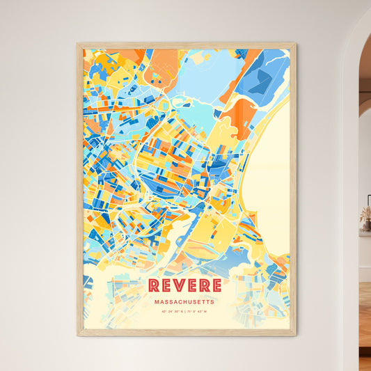 Colorful REVERE MASSACHUSETTS Fine Art Map Blue Orange