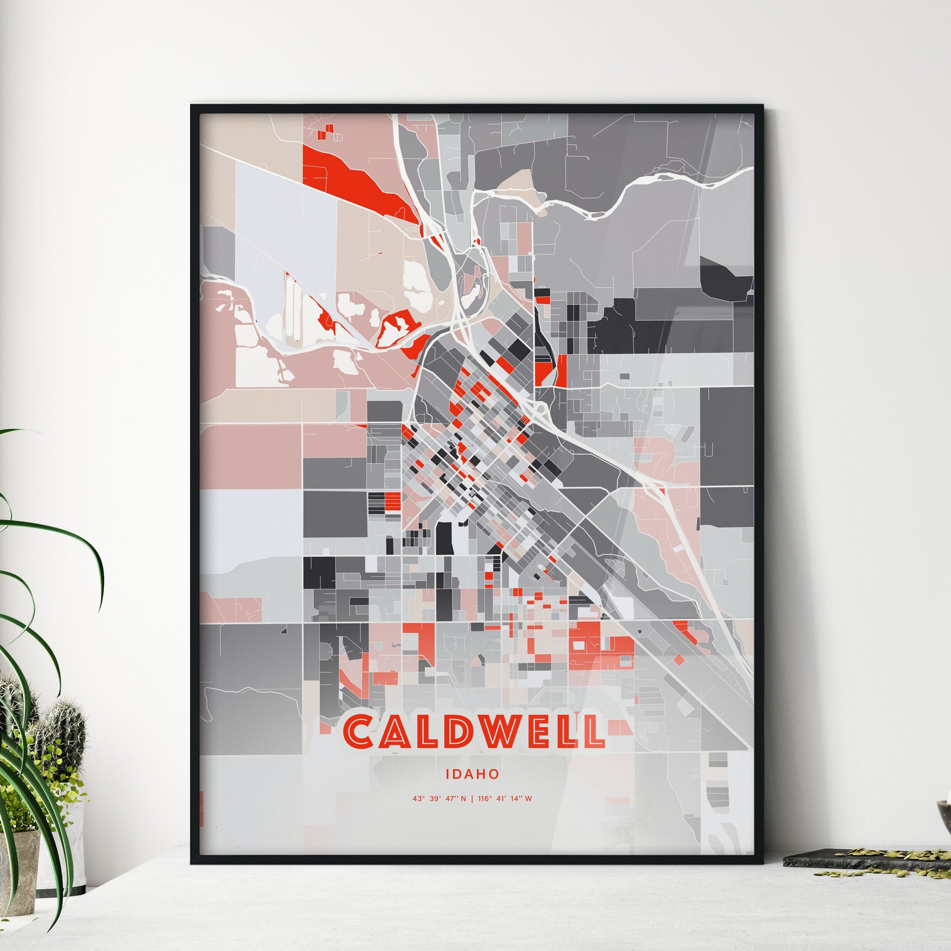 Colorful CALDWELL IDAHO Fine Art Map Modern