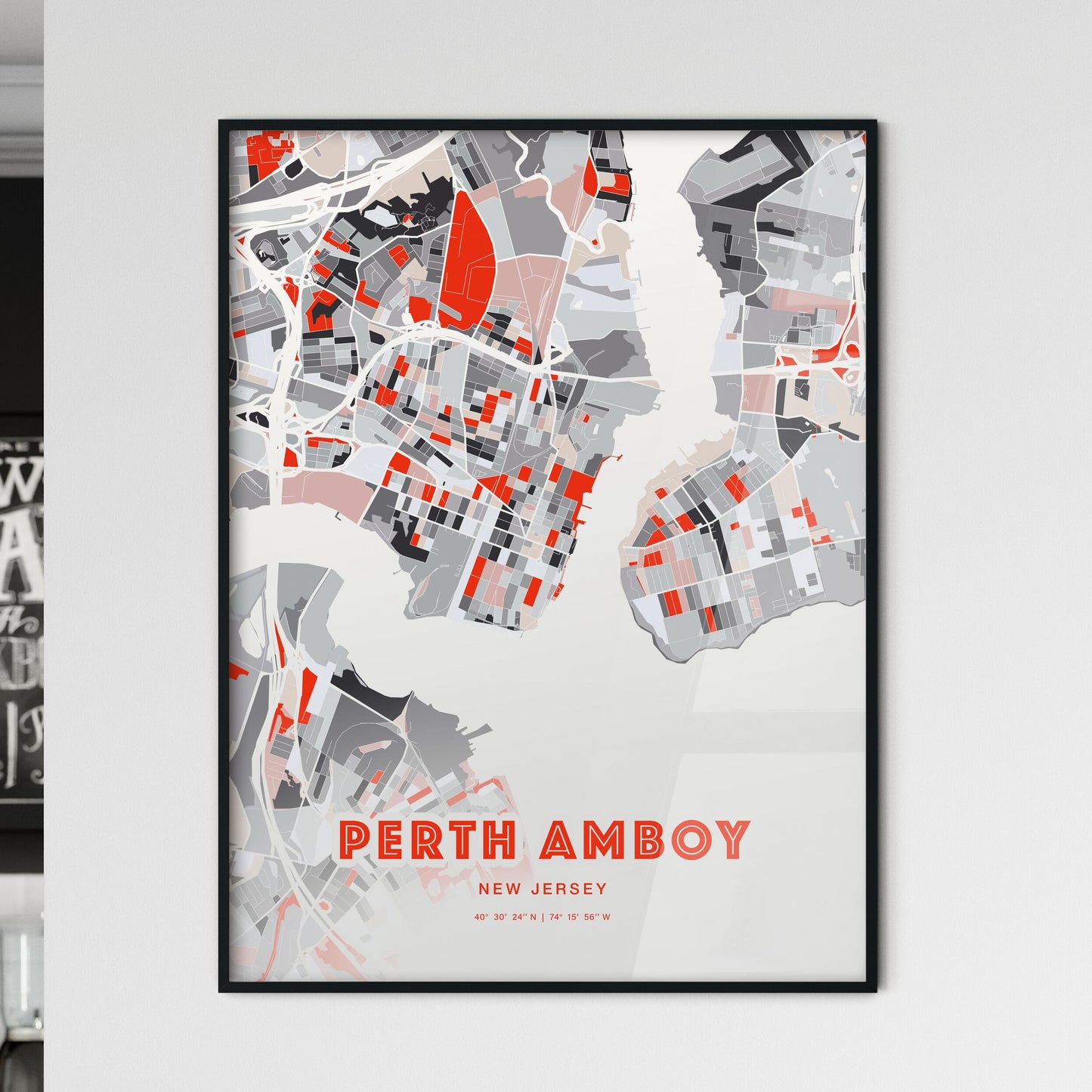 Colorful PERTH AMBOY NEW JERSEY Fine Art Map Modern