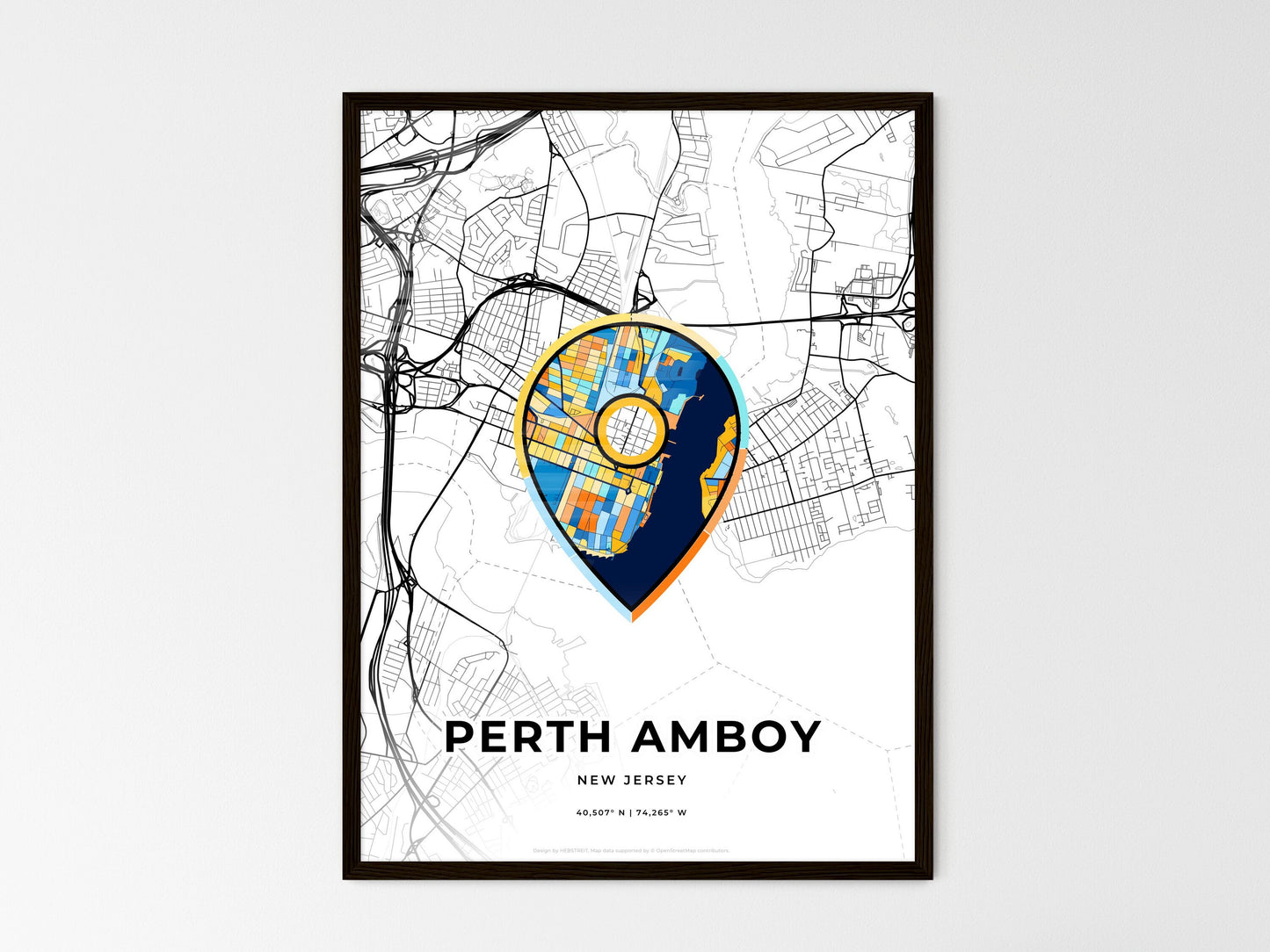 PERTH AMBOY NEW JERSEY minimal art map with a colorful icon. Style 1