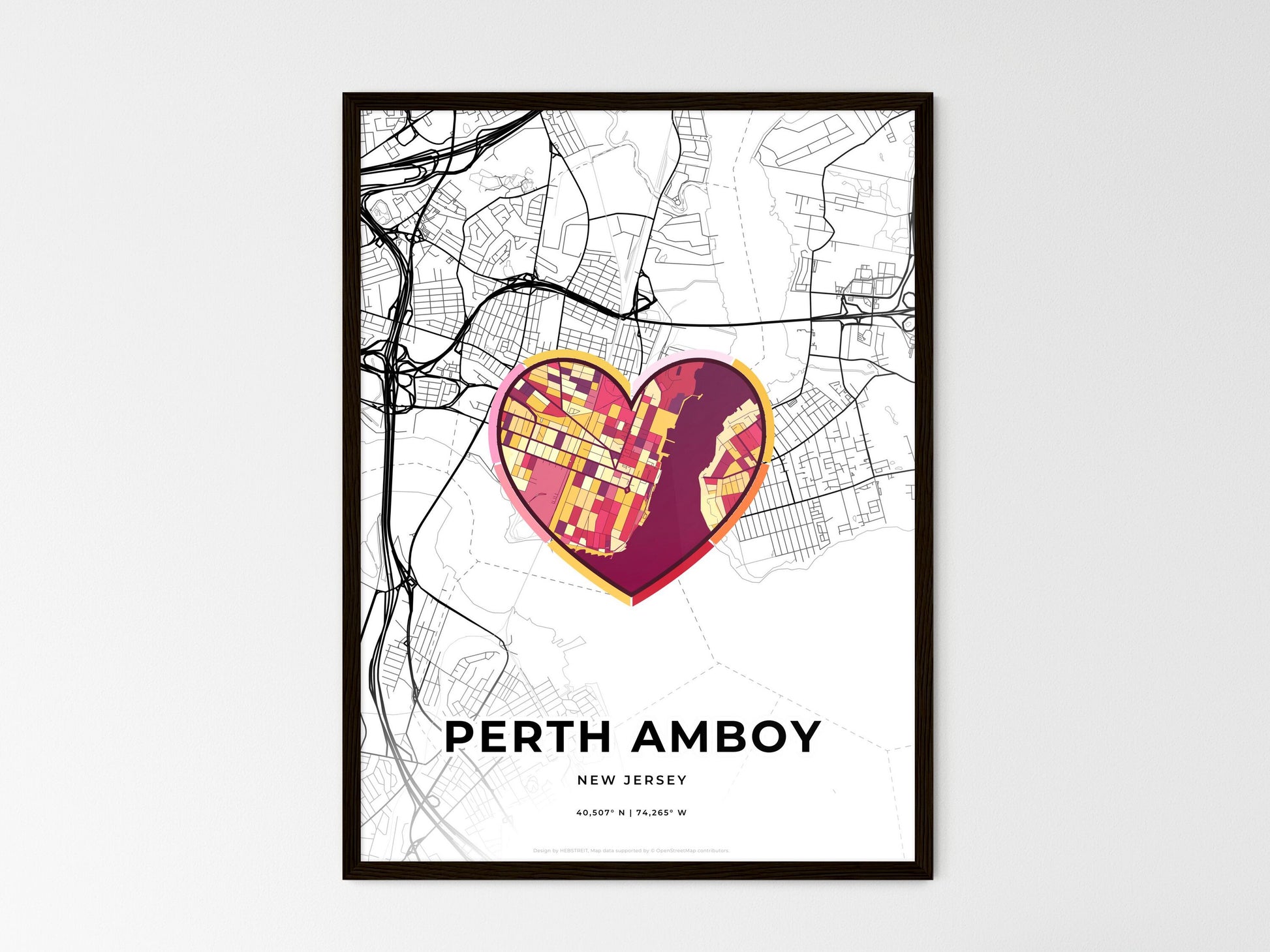 PERTH AMBOY NEW JERSEY minimal art map with a colorful icon. Style 2