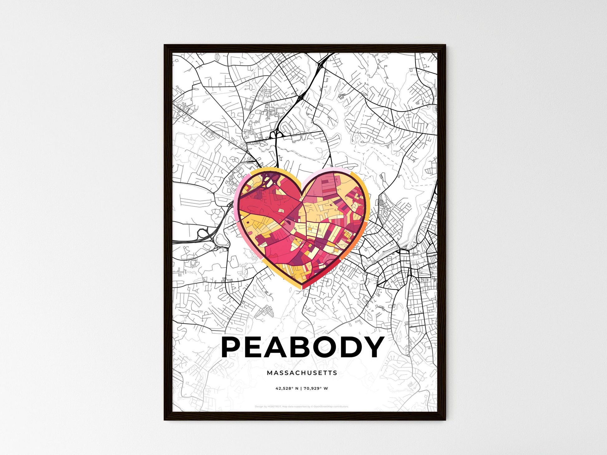PEABODY MASSACHUSETTS minimal art map with a colorful icon. Style 2