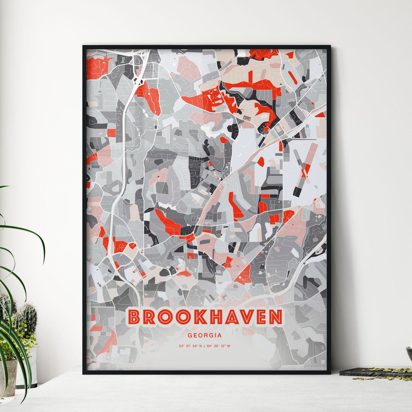 Colorful BROOKHAVEN GEORGIA Fine Art Map Modern