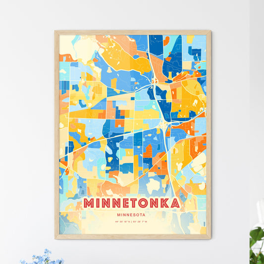 Colorful MINNETONKA MINNESOTA Fine Art Map Blue Orange