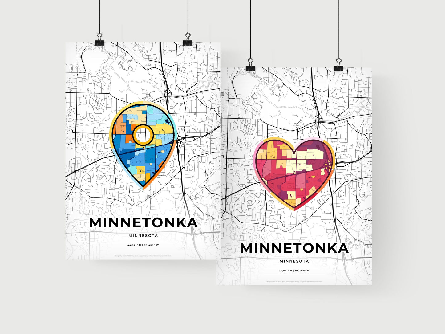 MINNETONKA MINNESOTA minimal art map with a colorful icon.