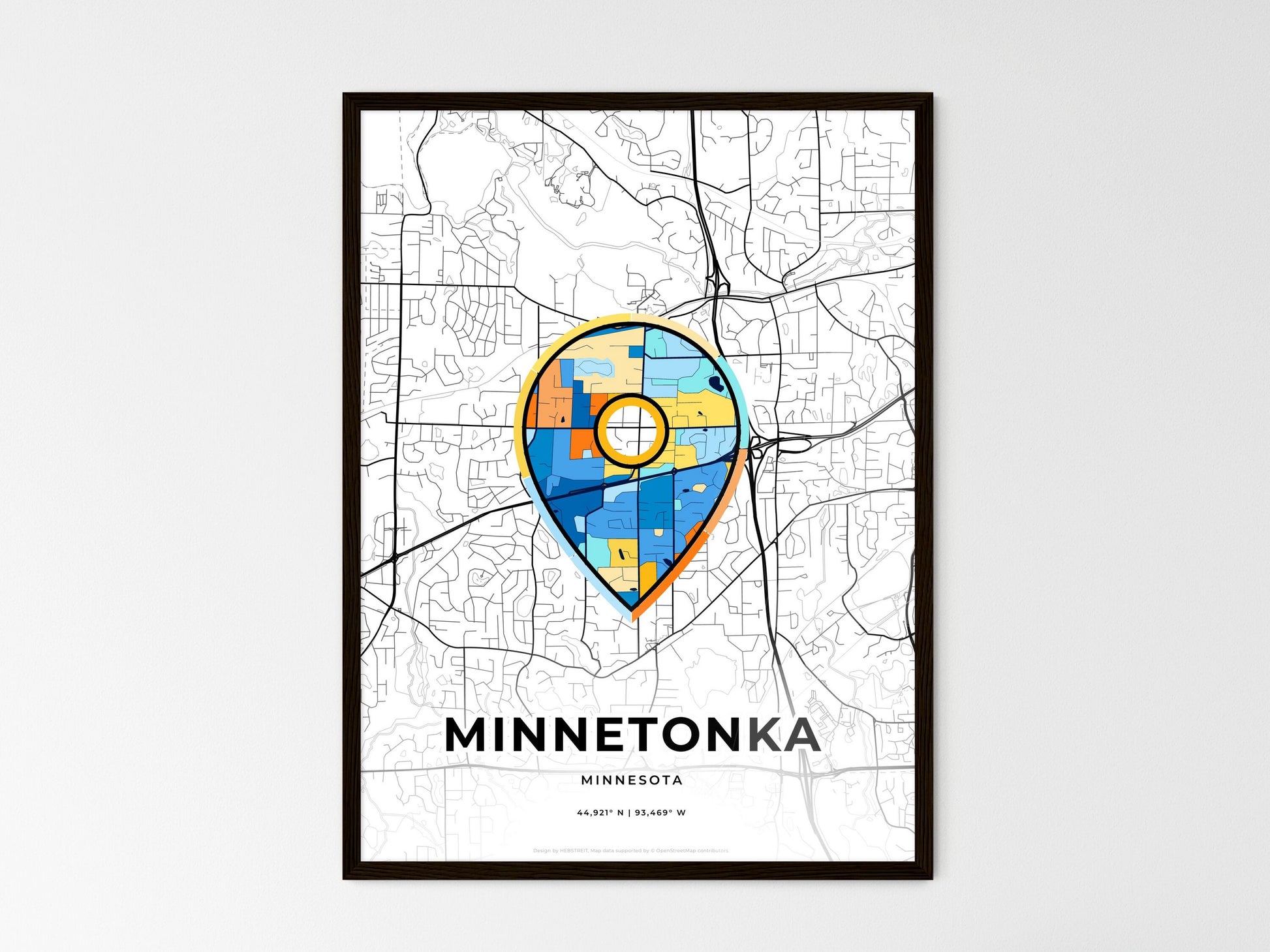 MINNETONKA MINNESOTA minimal art map with a colorful icon. Style 1