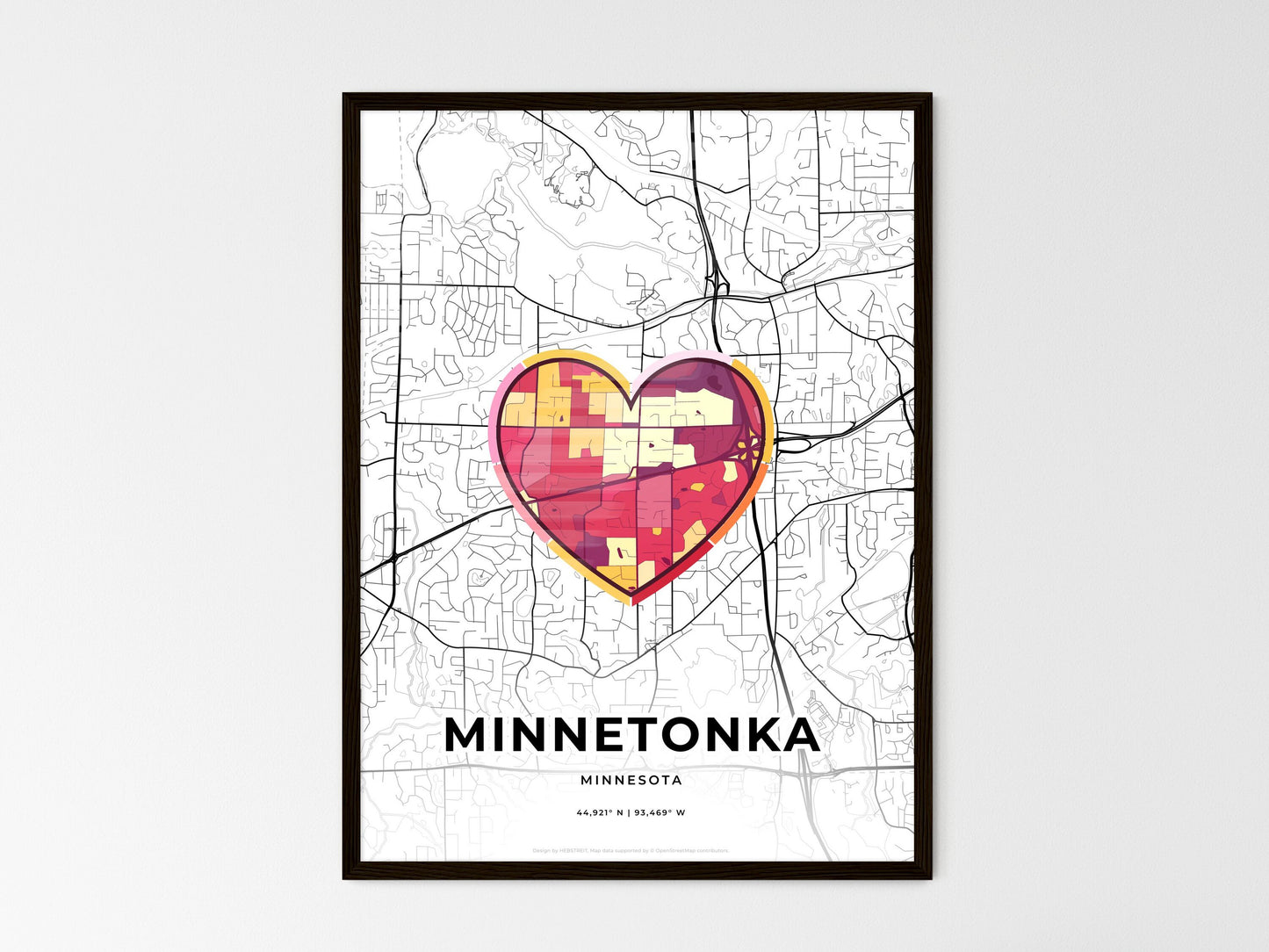 MINNETONKA MINNESOTA minimal art map with a colorful icon. Style 2