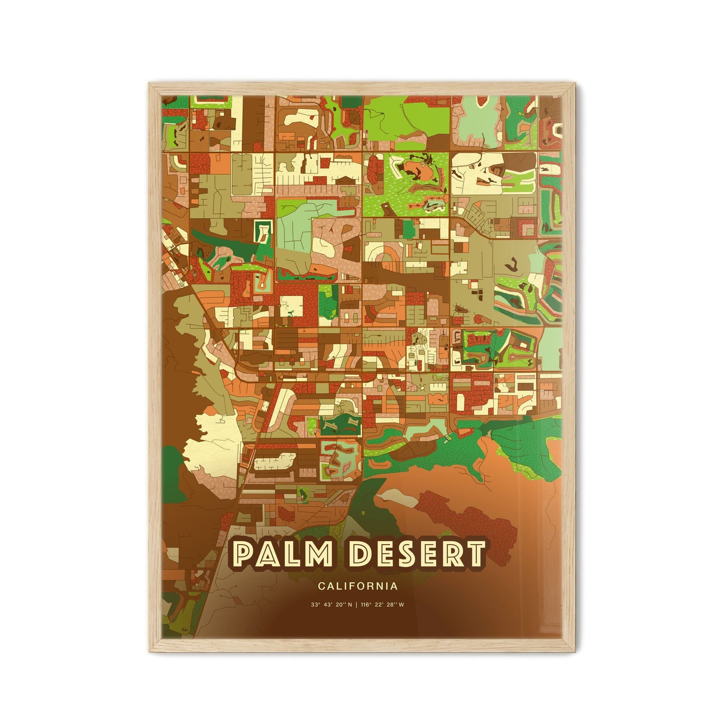 Colorful PALM DESERT CALIFORNIA Fine Art Map Farmhouse