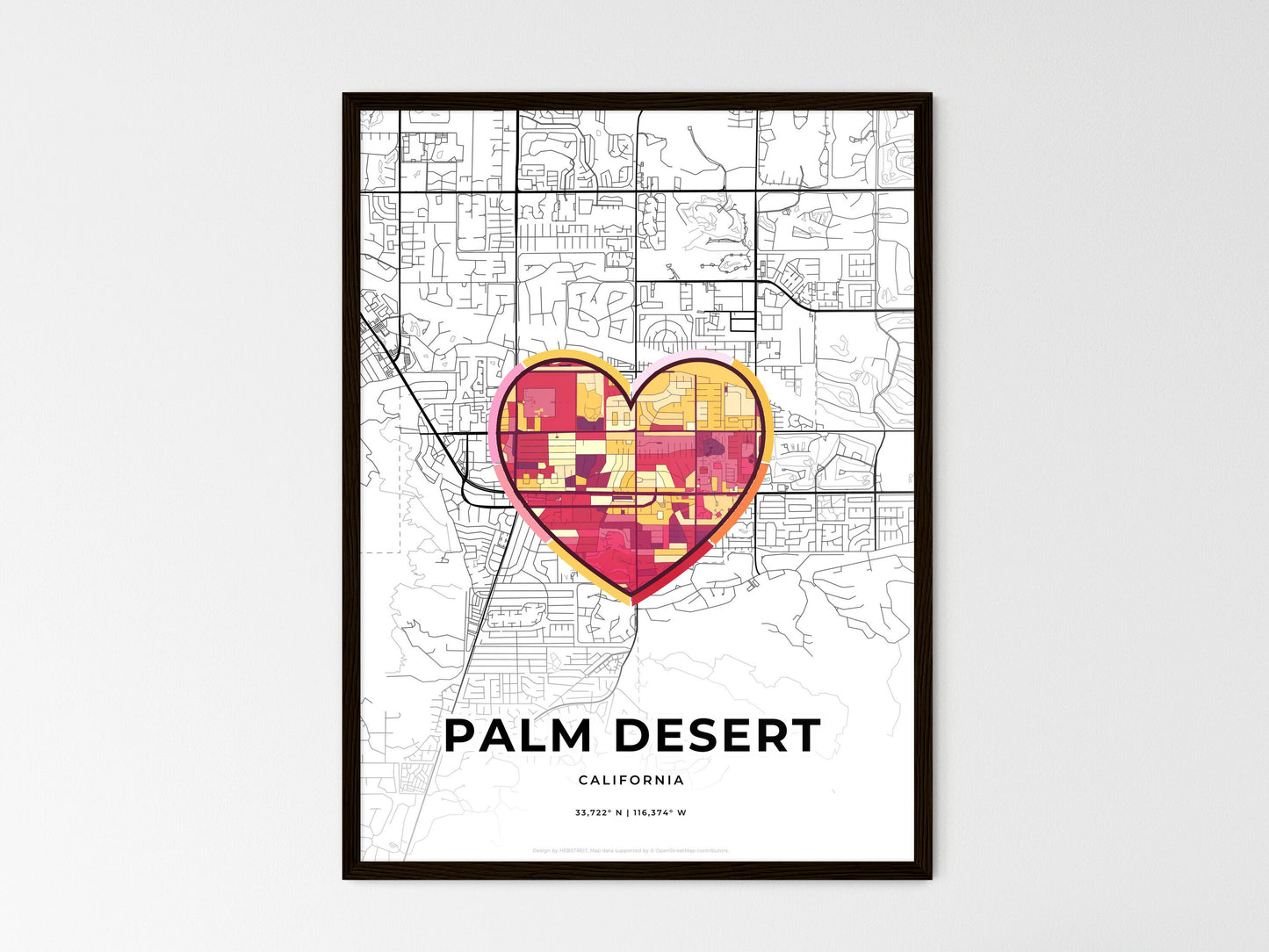 PALM DESERT CALIFORNIA minimal art map with a colorful icon. Style 2