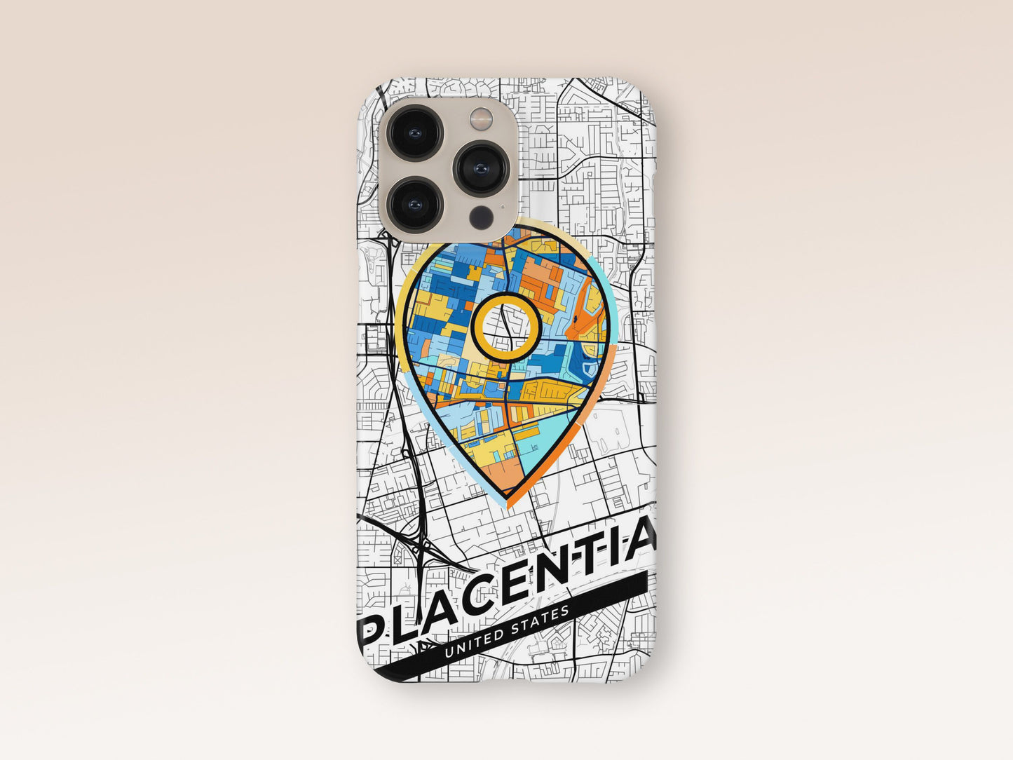 Placentia California slim phone case with colorful icon 1