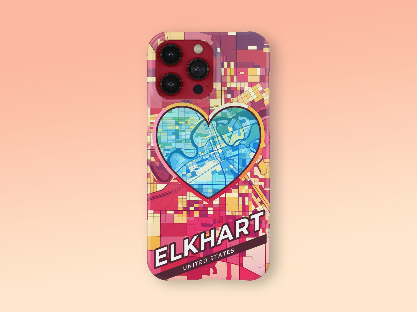 Elkhart Indiana slim phone case with colorful icon. Birthday, wedding or housewarming gift. Couple match cases. 2