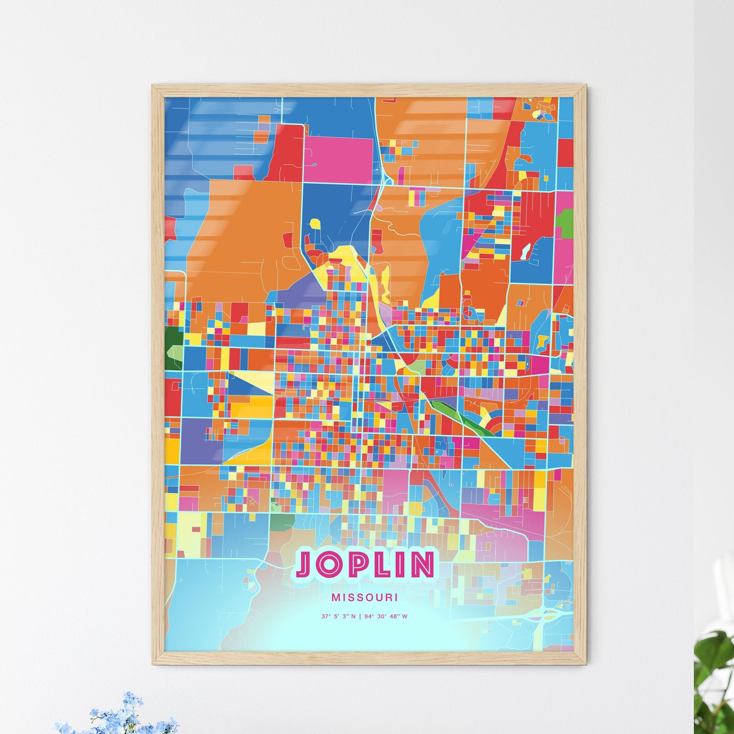 Colorful JOPLIN MISSOURI Fine Art Map Crazy Colors