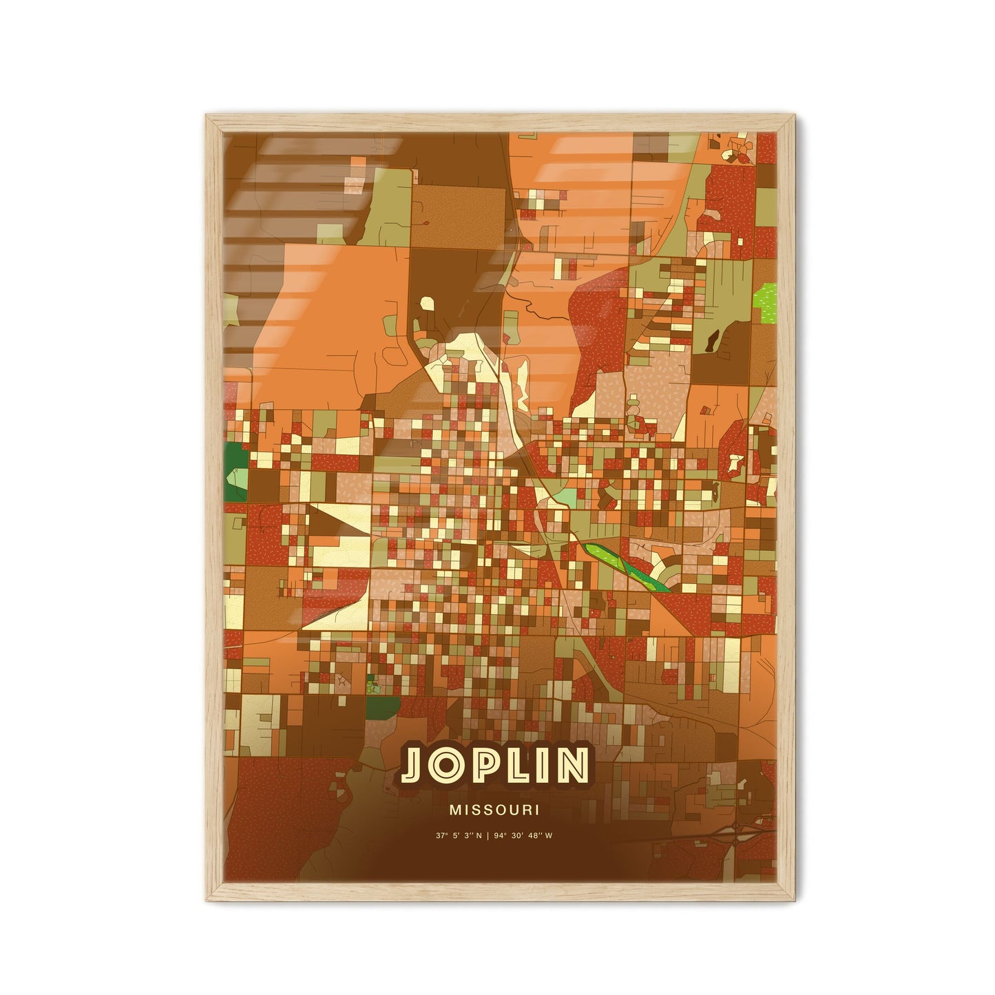 Colorful JOPLIN MISSOURI Fine Art Map Farmhouse