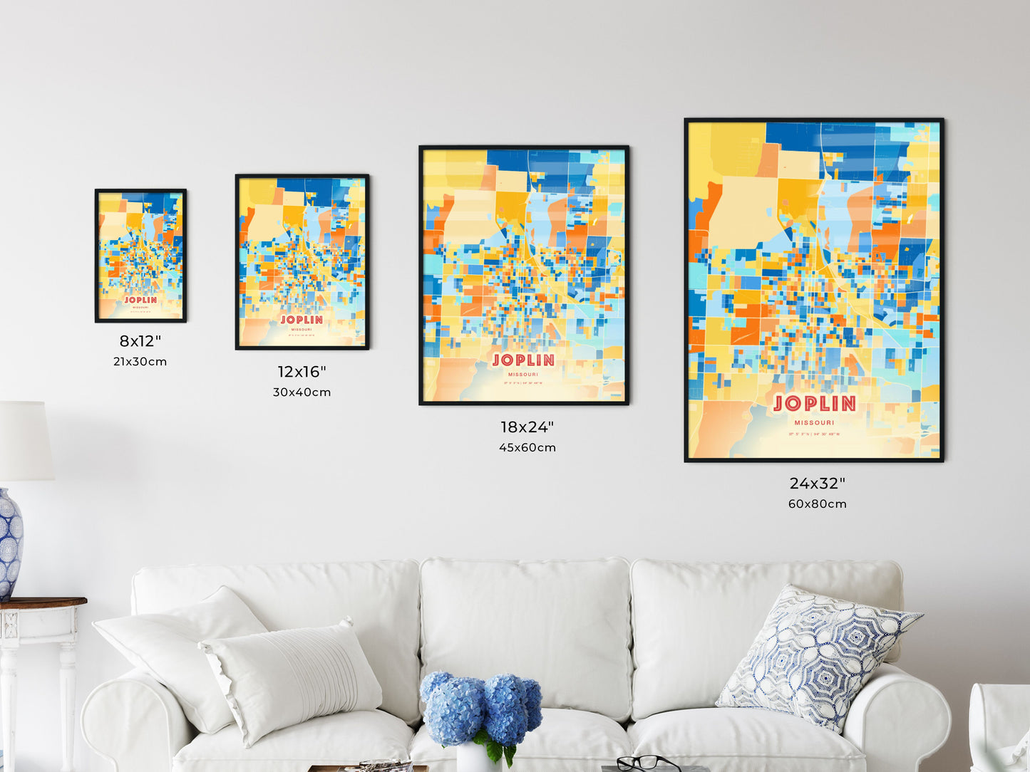 Colorful JOPLIN MISSOURI Fine Art Map Blue Orange