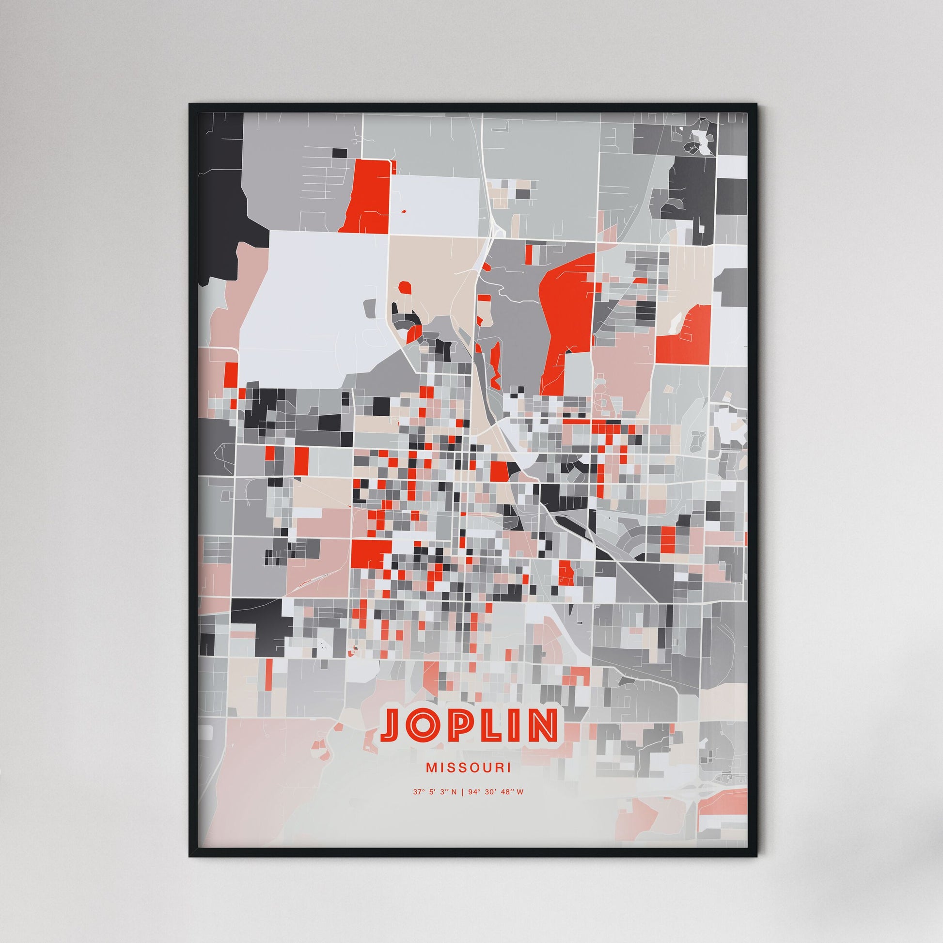 Colorful JOPLIN MISSOURI Fine Art Map Modern